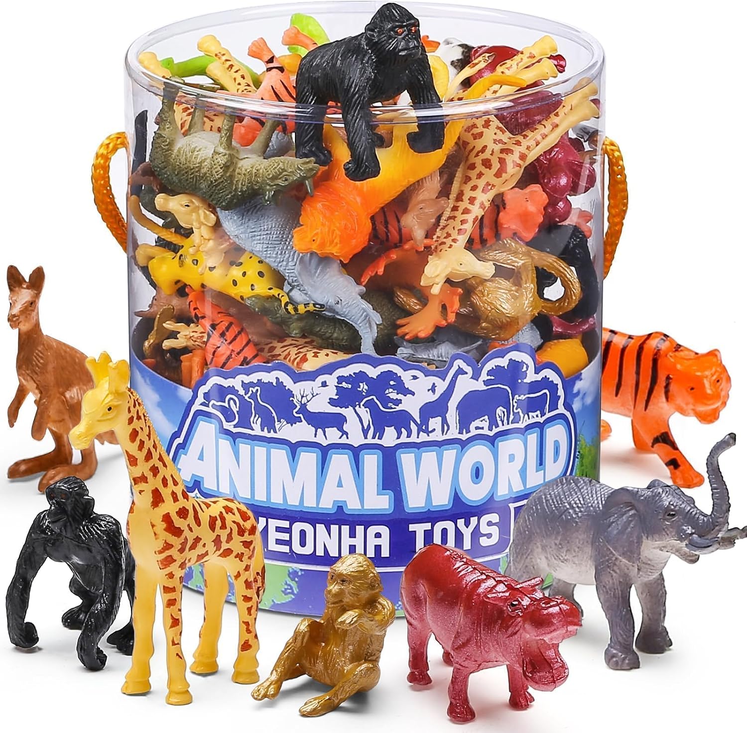 Yeonha Toys 60 Piece Mini Zoo Animal Toy with Gift Box, Realistic Small Plastic Animal Figure Sensory Bins, Jungle Party Favors, Cupcake Topper, School Education, Birthday Gifts for Kids Toddlers Yeonha Toys 60 Piece Mini Zoo Animal Toy with Gift Box, Realistic Small Plastic Animal Figure Sensory Bins, Jungle Party Favors, Cupcake Topper, School Education, Birthday Gifts for Kids Toddlers