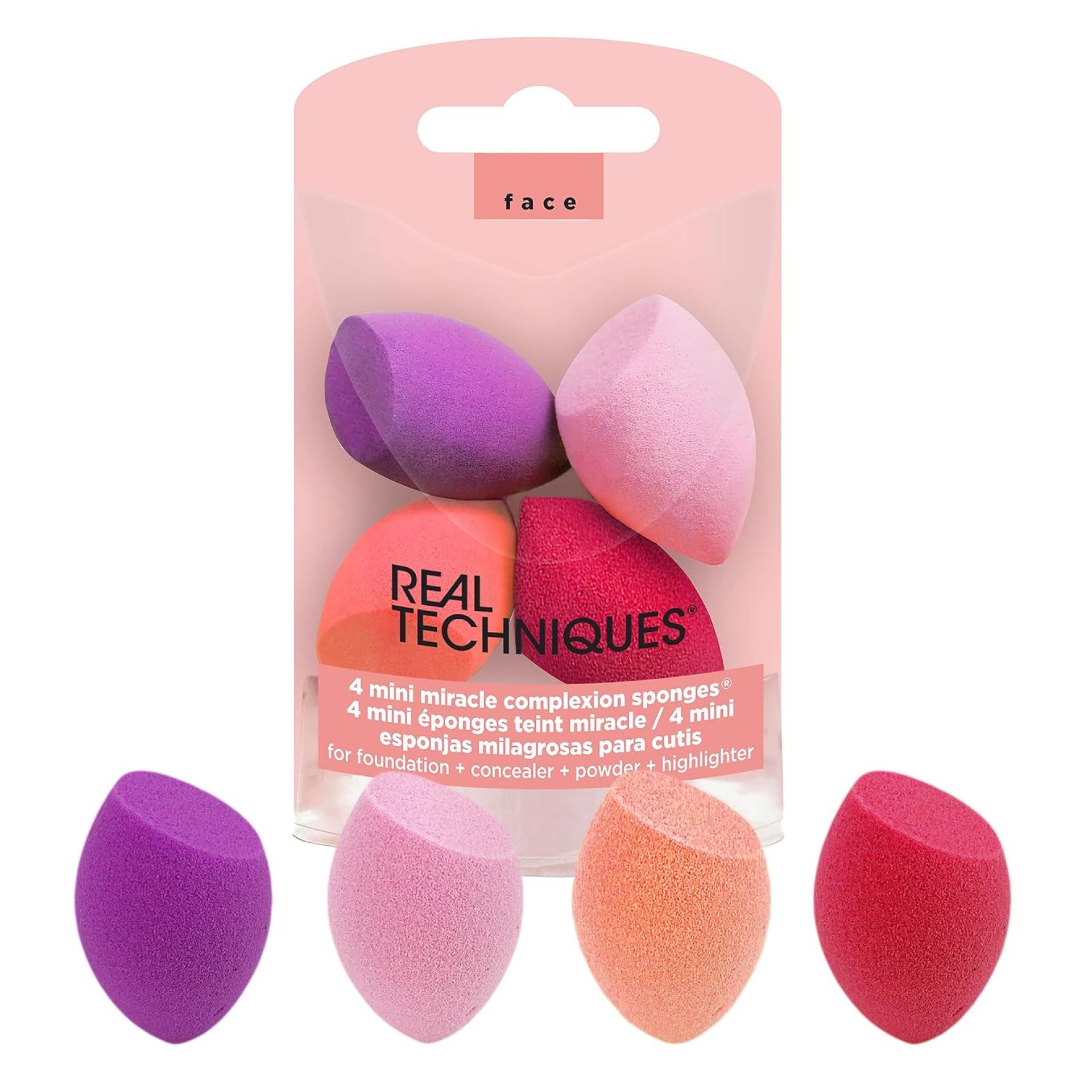Real Techniques Mini Miracle Complexion Sponge Makeup Blender, Beauty Sponges,(2 Packs of 4, 8 Count Total) Real Techniques Mini Miracle Complexion Sponge Makeup Blender, Beauty Sponges,(2 Packs of 4, 8 Count Total)