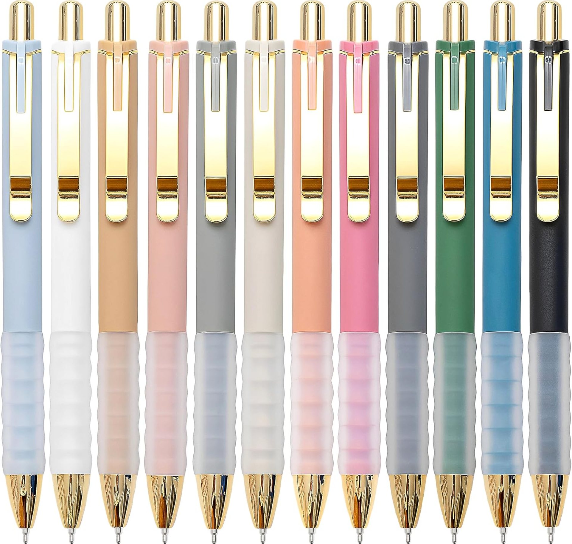 Linbsunne Ballpoint Pens Black Medium Point 1mm Pen with Super Soft Grip Ball Point Pen for Men Women Retractable Pens (gold-12 pcs) Linbsunne Ballpoint Pens Black Medium Point 1mm Pen with Super Soft Grip Ball Point Pen for Men Women Retractable Pens (gold-12 pcs)