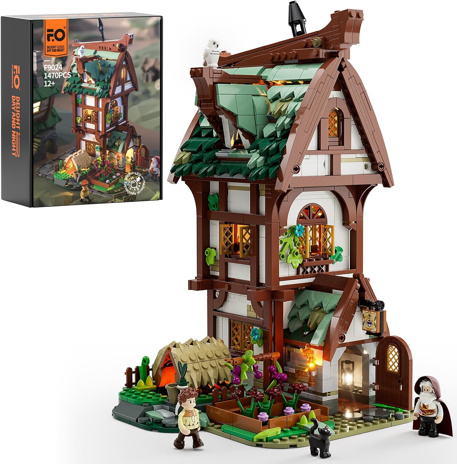 FUNWHOLE Medieval Apothecary Shop Lighting Building-Bricks Set – Compatible with Standard Bricks Medieval Series Collectible Display House 1470 Pcs for Adults and Teen FUNWHOLE Medieval Apothecary Shop Lighting Building-Bricks Set – Compatible with Standard Bricks Medieval Series Collectible Display House 1470 Pcs for Adults and Teen