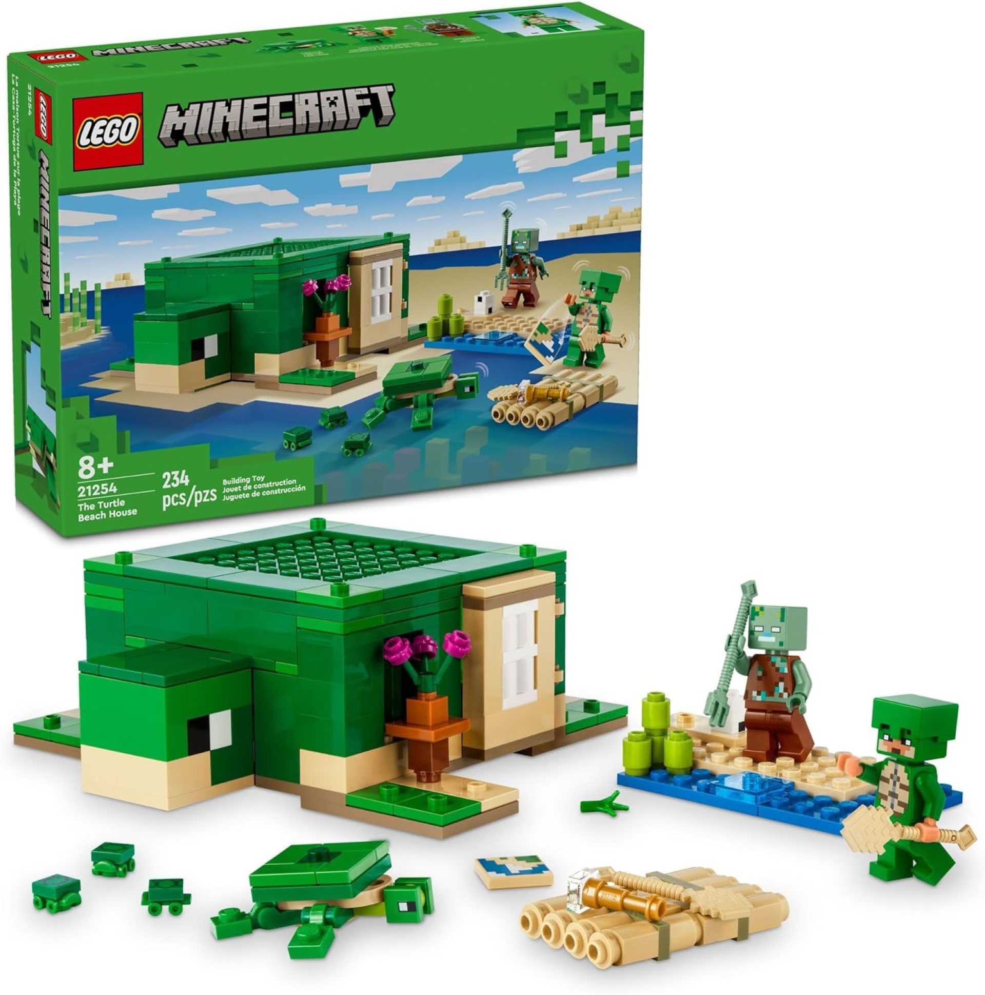 LEGO Minecraft The Turtle Beach House Construction Toy, Minecraft House Building Set with Turtle Figures, Accessories, and Characters from The Game, Gift for 8 Year Old Gamers, Boys and Girls, 21254 LEGO Minecraft The Turtle Beach House Construction Toy, Minecraft House Building Set with Turtle Figures, Accessories, and Characters from The Game, Gift for 8 Year Old Gamers, Boys and Girls, 21254