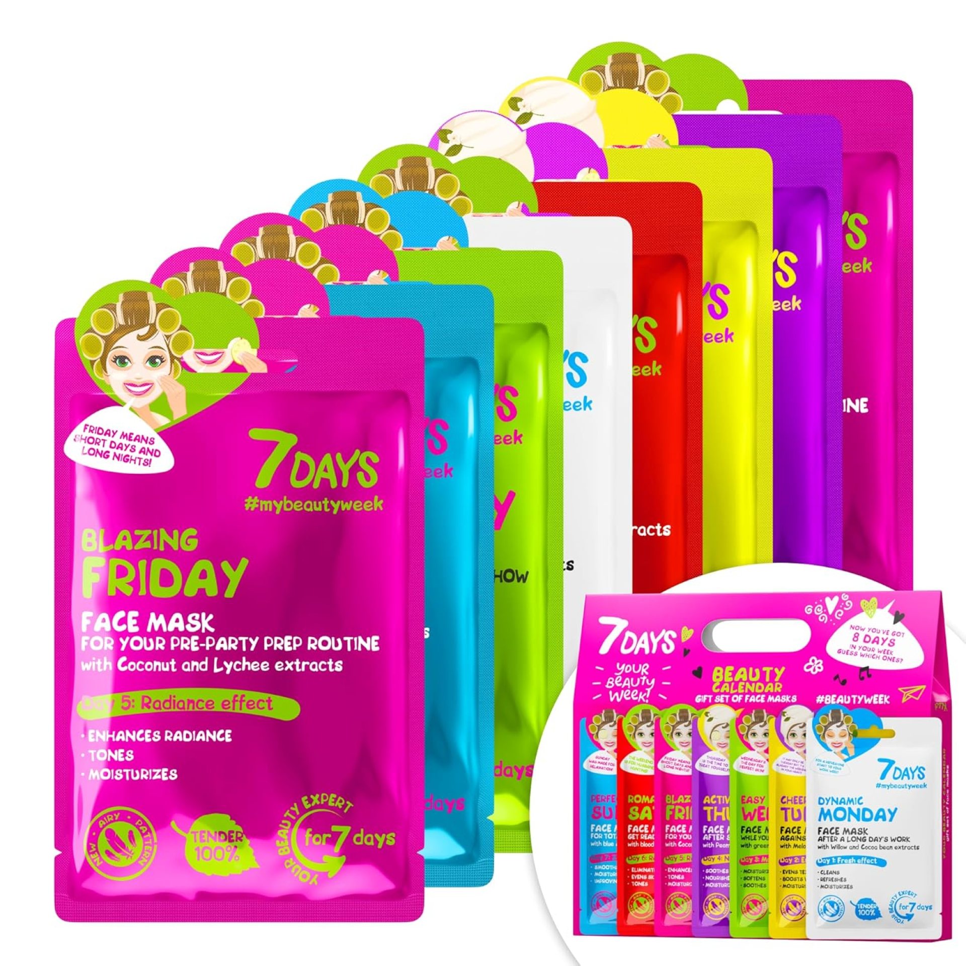 Korean Collagen Facial Masks Gift Set, 7+1 Sheet Masks with Hyaluronic Acid, Hydrating Skincare for Women Korean Collagen Facial Masks Gift Set, 7+1 Sheet Masks with Hyaluronic Acid, Hydrating Skincare for Women