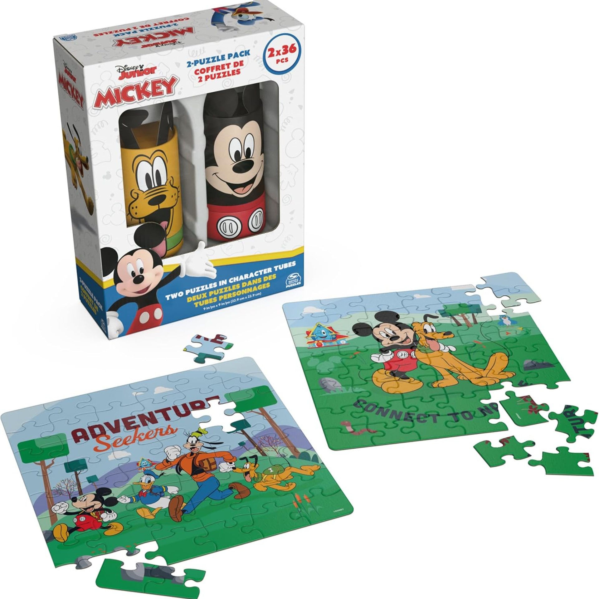 Spin Master Games, Disney Puzzles, Mickey Mouse 2-Pack, 36 Pieces, Jigsaw Puzzles in Storage Tubes, Disney Toys, Mickey Mouse Clubhouse, Kids Puzzles, for Ages 4 & Up Spin Master Games, Disney Puzzles, Mickey Mouse 2-Pack, 36 Pieces, Jigsaw Puzzles in Storage Tubes, Disney Toys, Mickey Mouse Clubhouse, Kids Puzzles, for Ages 4 & Up
