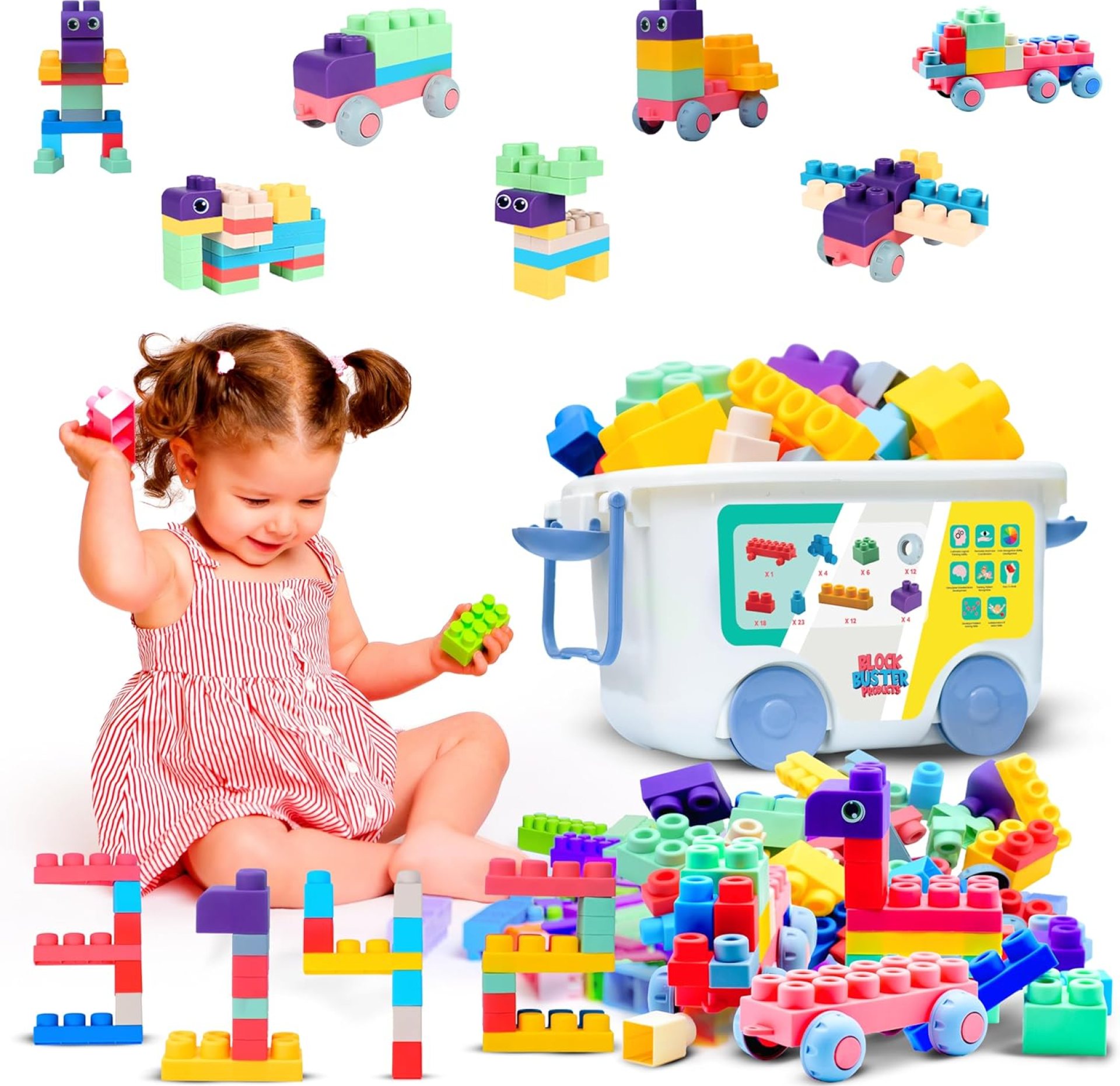 TOP Grade 80 PC Soft Big Building Blocks for Toddlers 1-3 – Creative STEM Toys With Storage Box – Multicolor Preschool Blocks – Ideal Birthday Gift TOP Grade 80 PC Soft Big Building Blocks for Toddlers 1-3 – Creative STEM Toys With Storage Box – Multicolor Preschool Blocks – Ideal Birthday Gift