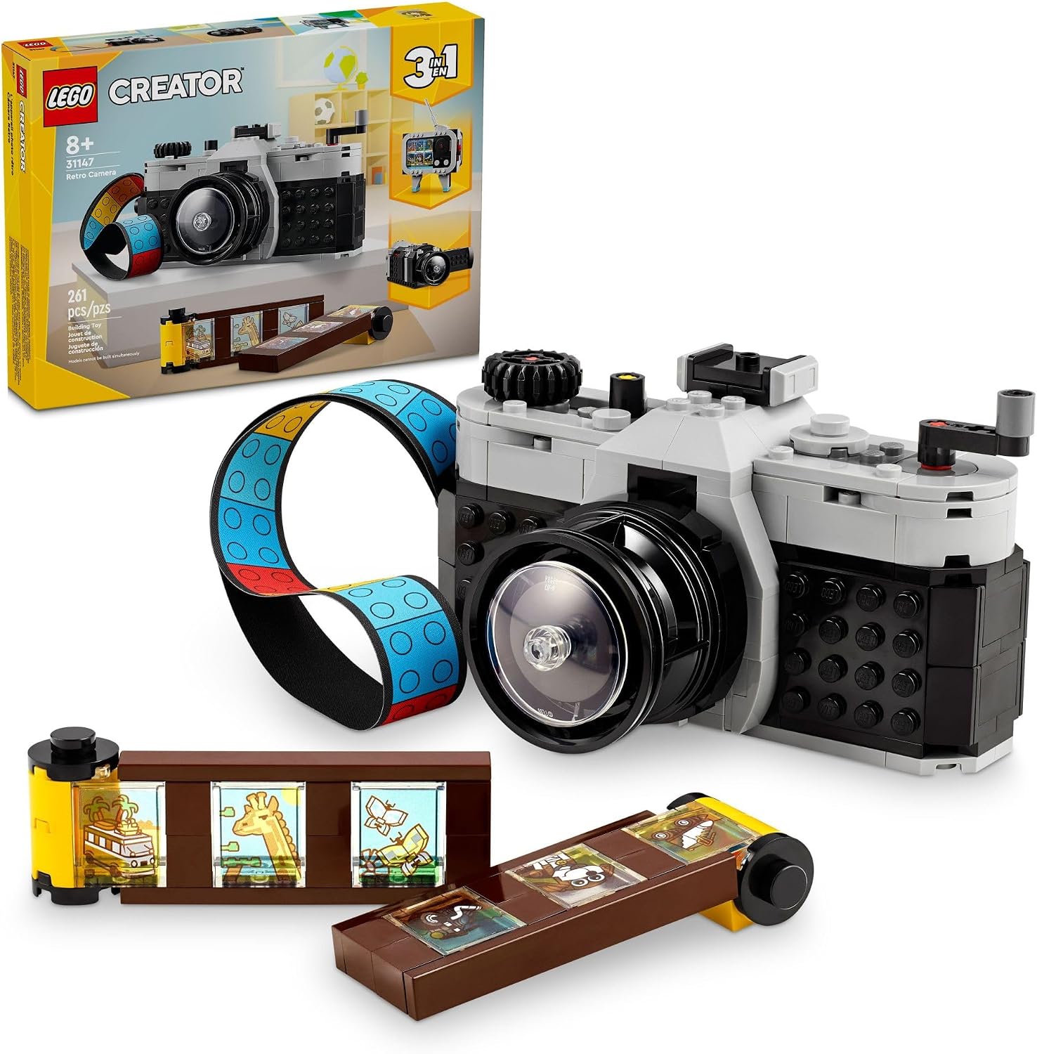 LEGO Creator 3 in 1 Retro Camera Toy, Transforms from Toy Camera to Retro Video Camera to Retro TV Set, Photography Gift for Boys and Girls Ages 8 Years Old and Up Who Enjoy Creative Play, 31147 LEGO Creator 3 in 1 Retro Camera Toy, Transforms from Toy Camera to Retro Video Camera to Retro TV Set, Photography Gift for Boys and Girls Ages 8 Years Old and Up Who Enjoy Creative Play, 31147