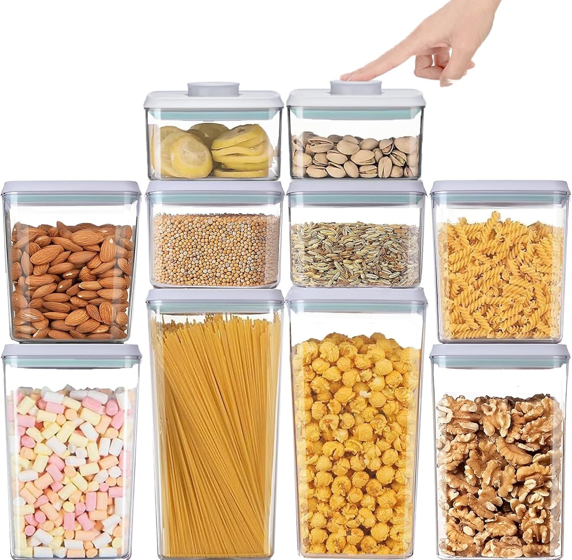 Pop Containers with Lids – Stackable Airtight Food Storage, Kitchen Pantry Storage Containers for Snacks Candy Salt Herbs Spices BPA-Free (10PCS (0.5 + 1.2 + 2.0 + 2.7 + 3.3 Qt) * 2) Pop Containers with Lids – Stackable Airtight Food Storage, Kitchen Pantry Storage Containers for Snacks Candy Salt Herbs Spices BPA-Free (10PCS (0.5 + 1.2 + 2.0 + 2.7 + 3.3 Qt) * 2)