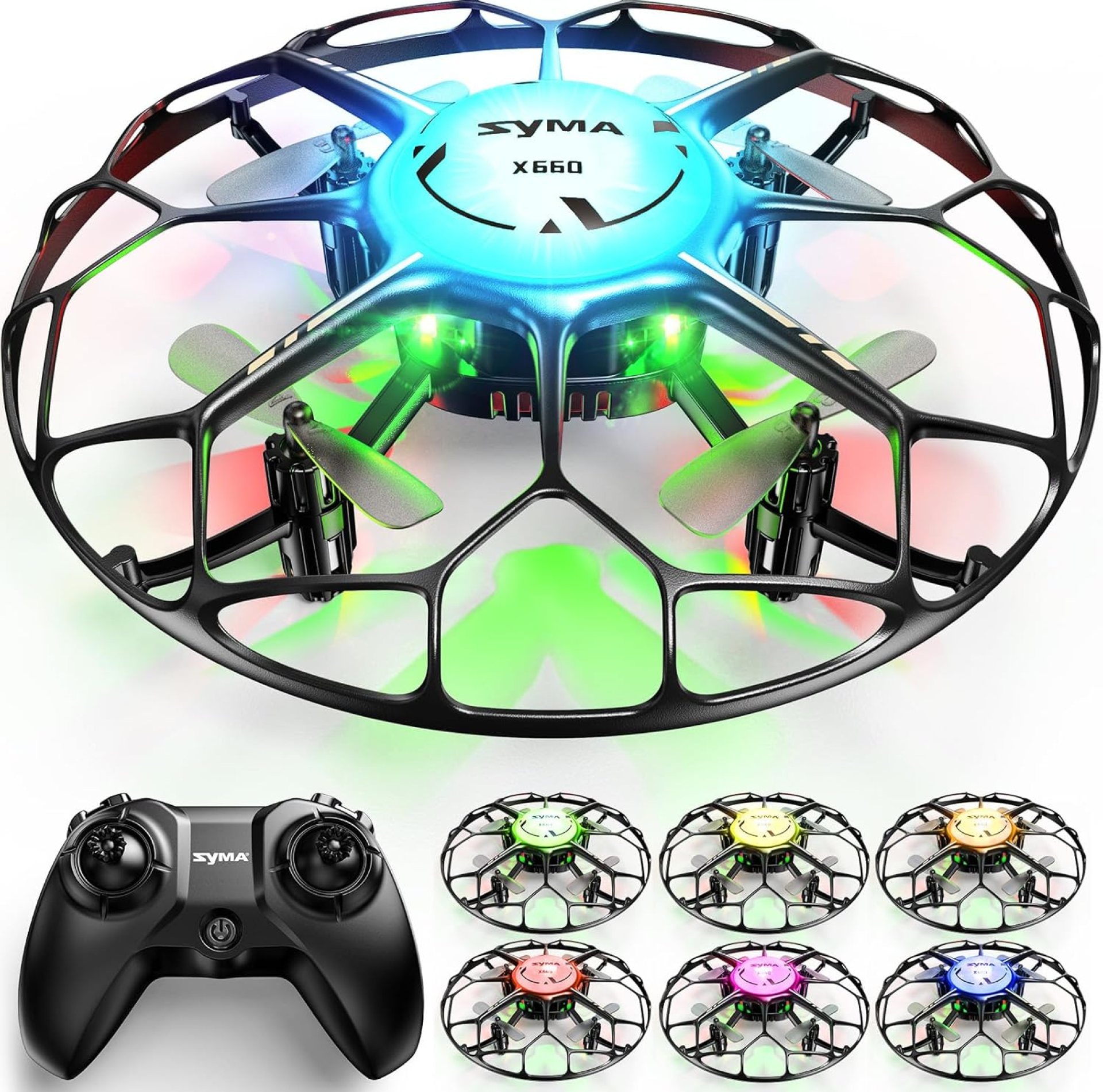 SYMA Drone for Kids with 7-Color LED Light, X660 Mini Drone with 3D Flip, Rotary Ascent, Headless Mode, Speed Switch and Full Protection RC Toys Gifts for Beginners Adults SYMA Drone for Kids with 7-Color LED Light, X660 Mini Drone with 3D Flip, Rotary Ascent, Headless Mode, Speed Switch and Full Protection RC Toys Gifts for Beginners Adults