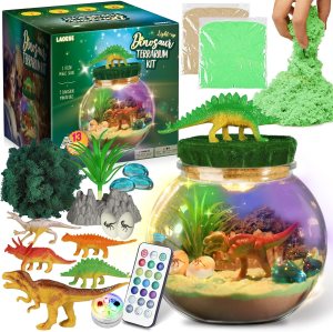 Dinosaur Gifts for Boys – Dinosaurs Terrarium Kit for Kids – Birthday Gift for Boy Ages 4 5 6 7 8-12 Year Old – DIY Dino Toys for Boys – Arts and Crafts Kit for Kids