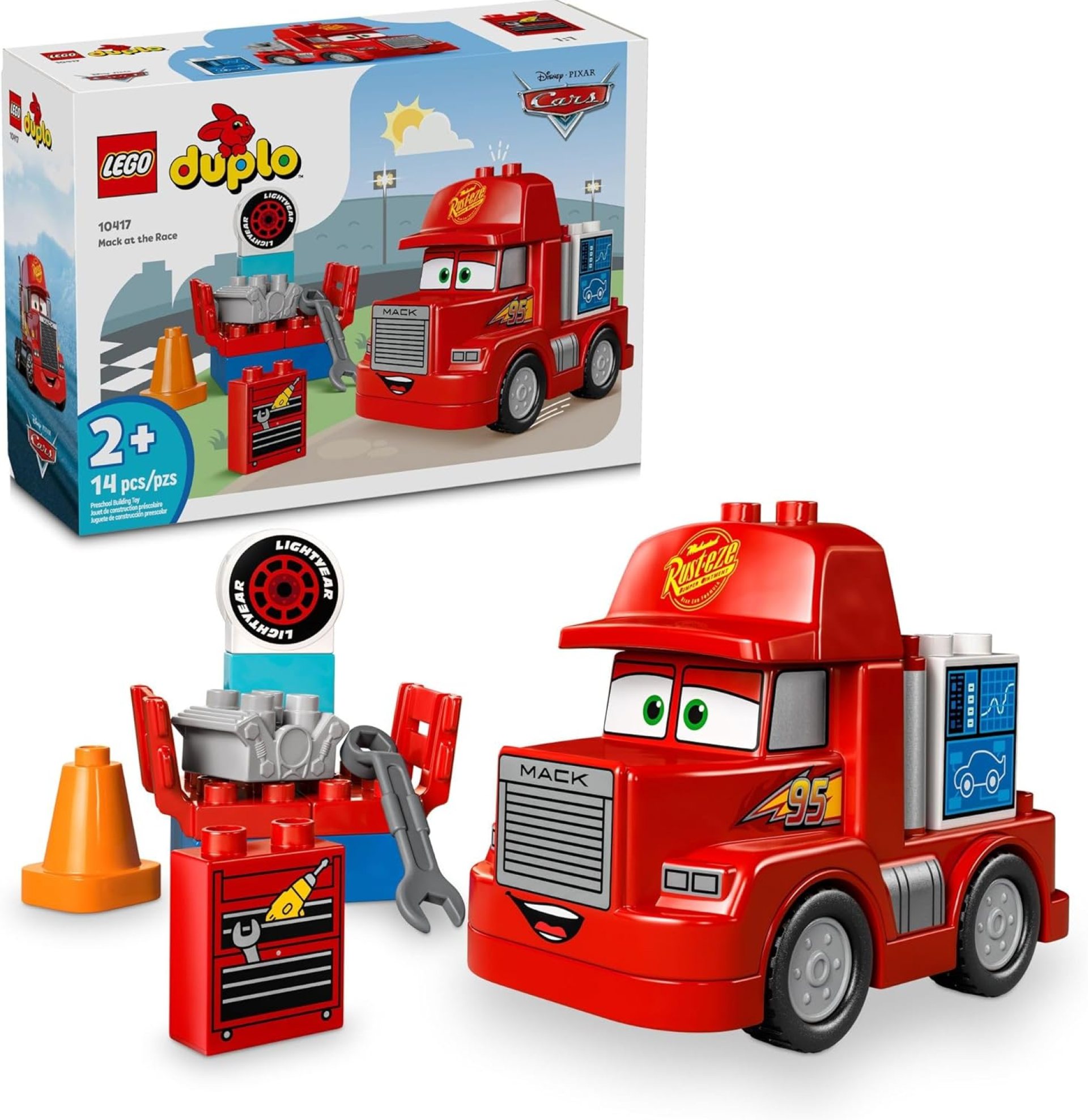 LEGO Disney Pixar Mack at The Race Cars Toys – Pixar Cars Birthday Gift for Toddlers, Preschool, Boys & Girls, Ages 2+ – Educational Building Toys Set – 10417 LEGO Disney Pixar Mack at The Race Cars Toys – Pixar Cars Birthday Gift for Toddlers, Preschool, Boys & Girls, Ages 2+ – Educational Building Toys Set – 10417