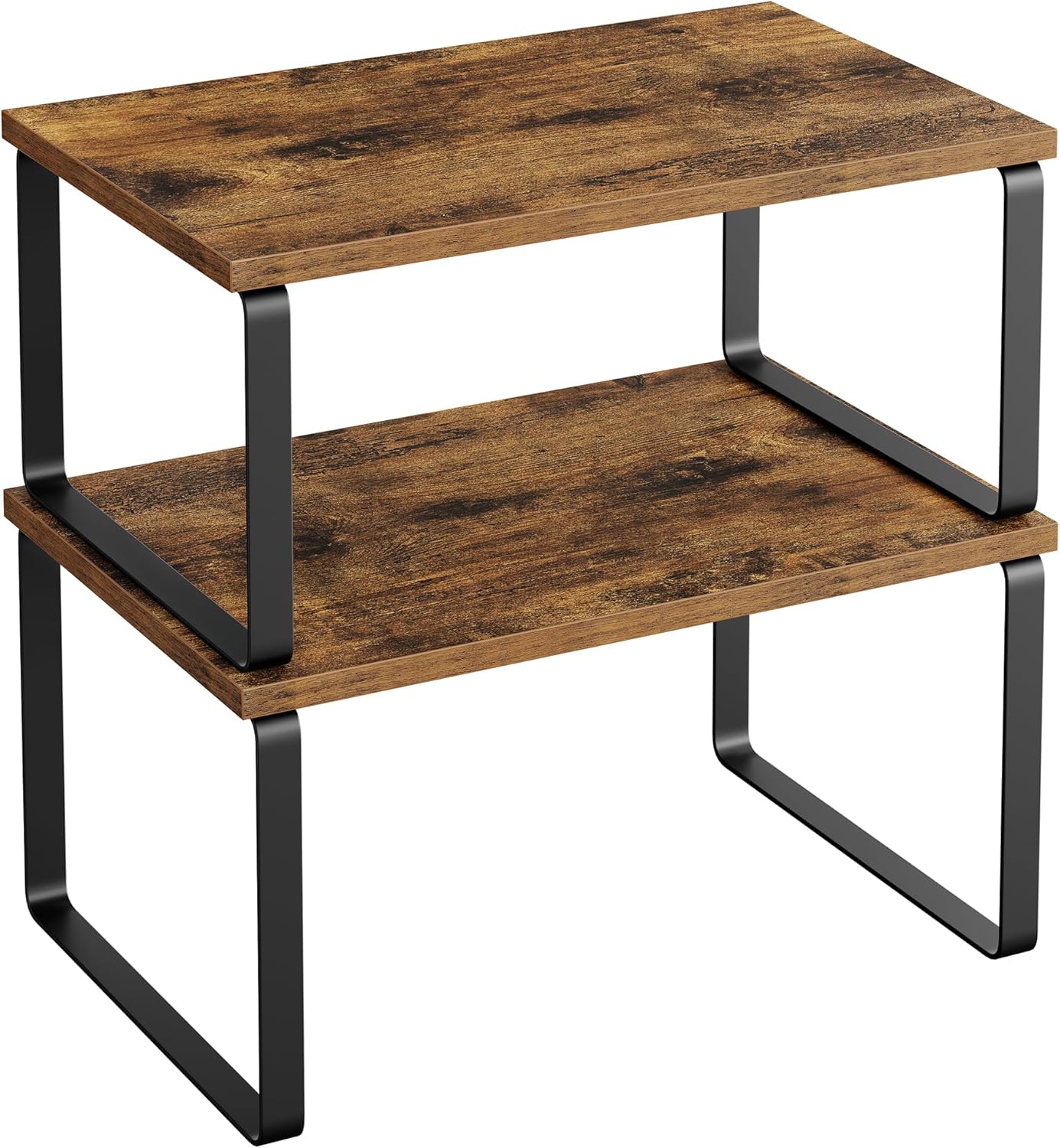 SONGMICS Cabinet Organizer Shelf, Set of 2 Kitchen Counter Shelves, Kitchen Storage, Spice Rack, Stackable, Expandable, Metal and Engineered Wood, Ink Black and Rustic Brown UKCS020X01 SONGMICS Cabinet Organizer Shelf, Set of 2 Kitchen Counter Shelves, Kitchen Storage, Spice Rack, Stackable, Expandable, Metal and Engineered Wood, Ink Black and Rustic Brown UKCS020X01