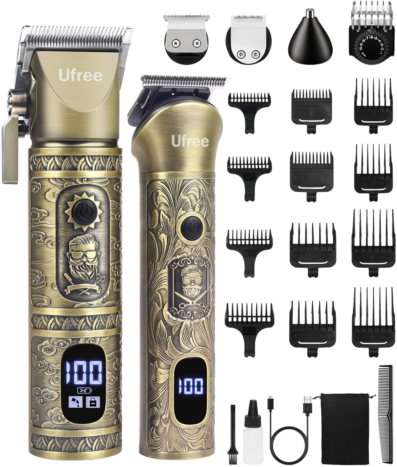 Ufree Hair Clippers for Men Professional with Beard Trimmer, Barber Clippers and Trimmers Set, Electric Razor Shavers for Men, Cordless Mens Grooming Kit for Nose, Face, Hair, Gifts Ufree Hair Clippers for Men Professional with Beard Trimmer, Barber Clippers and Trimmers Set, Electric Razor Shavers for Men, Cordless Mens Grooming Kit for Nose, Face, Hair, Gifts