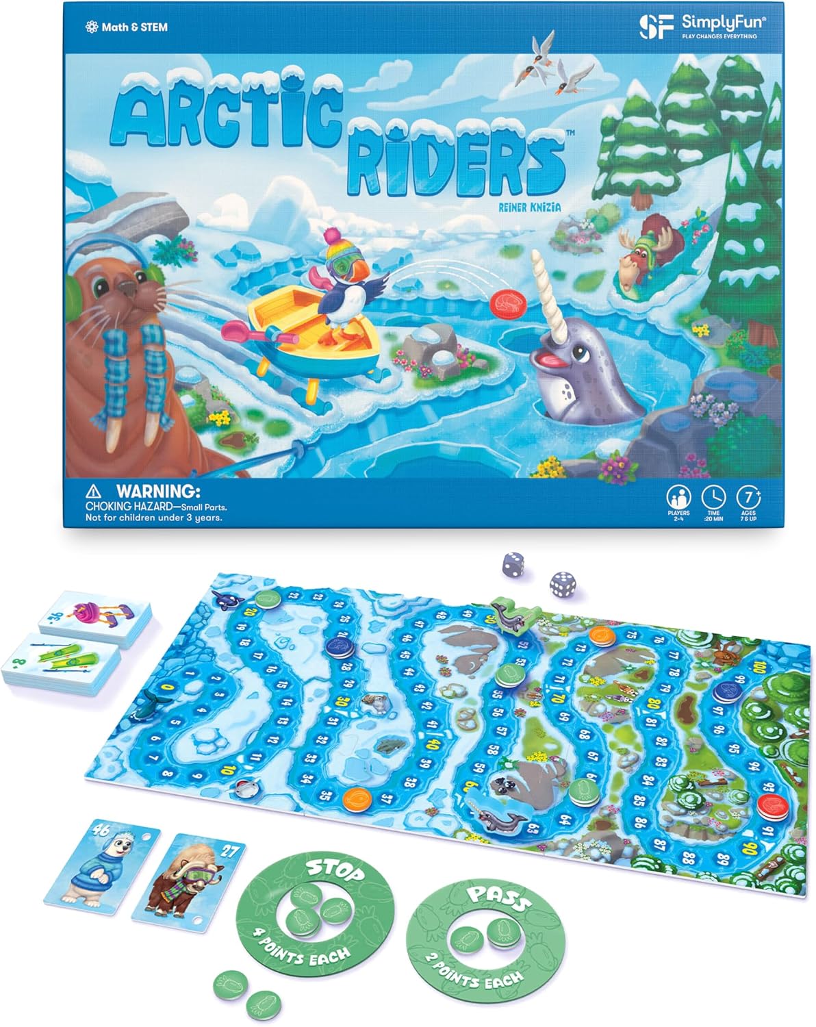 SimplyFun Arctic Riders – Educational & Fun Math Games for Kids – Practice Upper Level Addition & Subtraction Skills for Kids 7 & Up – 2 to 4 Players SimplyFun Arctic Riders – Educational & Fun Math Games for Kids – Practice Upper Level Addition & Subtraction Skills for Kids 7 & Up – 2 to 4 Players