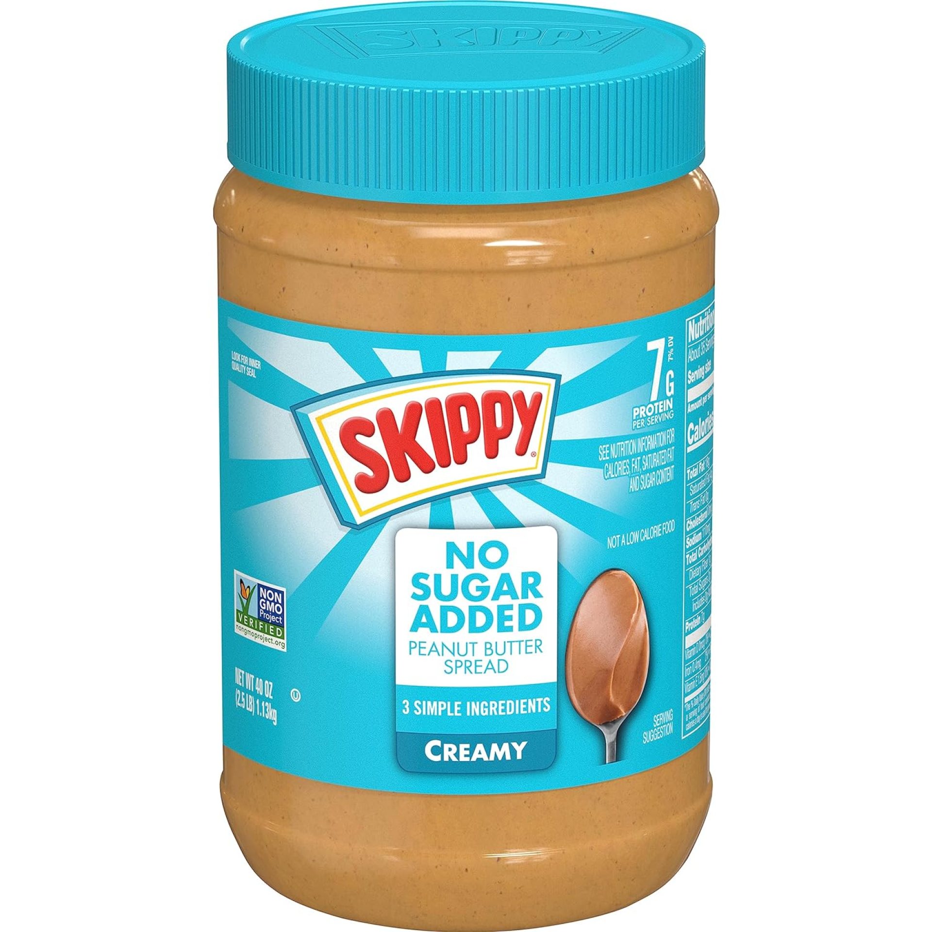 SKIPPY Creamy Peanut Butter Spread, No Sugar Added, 40 oz jar SKIPPY Creamy Peanut Butter Spread, No Sugar Added, 40 oz jar