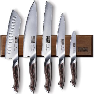 Knife Set with Magnetic Knife Holder, 6 Pieces Japanese High Carbon Stainless Steel Kitchen Knife Sets, Ultra Sharp Professional Chef Knives Sets