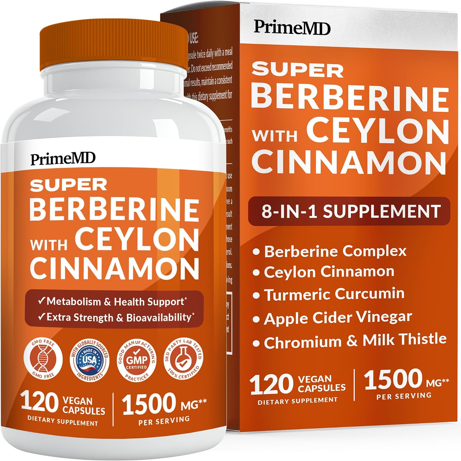Super Berberine Supplement with Ceylon Cinnamon, BioPerine, Apple Cider, and Turmeric 1500mg – 8-in-1 Dihydroberberine Supplement for Overall Wellness and Balance Support, 120 ct Super Berberine Supplement with Ceylon Cinnamon, BioPerine, Apple Cider, and Turmeric 1500mg – 8-in-1 Dihydroberberine Supplement for Overall Wellness and Balance Support, 120 ct