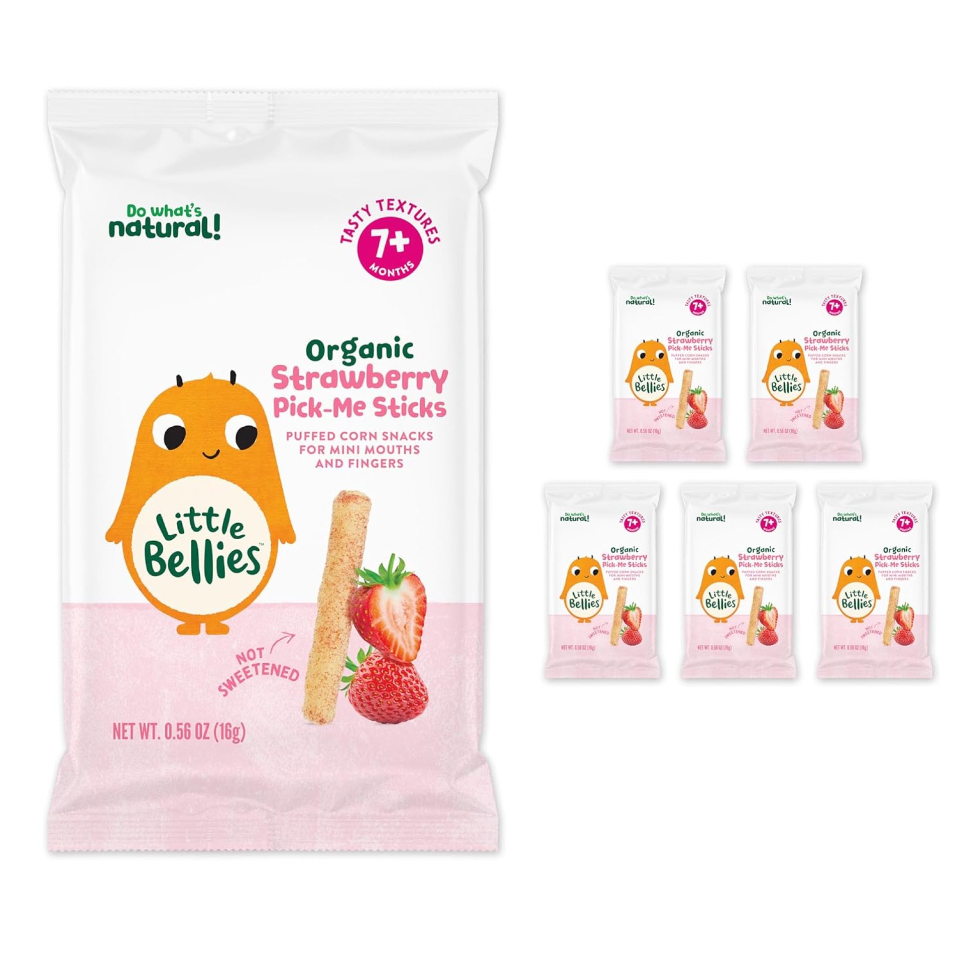 Little Bellies Organic Strawberry Pick-Me Sticks Baby Snack (Pack of 5 x 0.56 oz Individual Packs) Little Bellies Organic Strawberry Pick-Me Sticks Baby Snack (Pack of 5 x 0.56 oz Individual Packs)