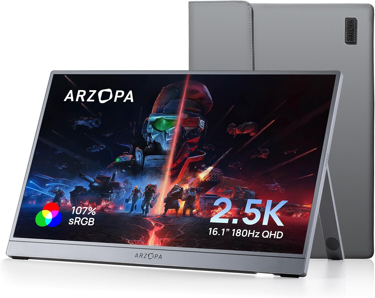 ARZOPA 16.1” 180Hz 2.5K Portable Monitor, 2560×1440 QHD 107% sRGB Kickstand Portable Gaming Monitor with HDR, Ultra Slim, Eye Care, External Second Screen for Laptop, PC, PS5, Mac, Xbox-Z3FC ARZOPA 16.1” 180Hz 2.5K Portable Monitor, 2560×1440 QHD 107% sRGB Kickstand Portable Gaming Monitor with HDR, Ultra Slim, Eye Care, External Second Screen for Laptop, PC, PS5, Mac, Xbox-Z3FC