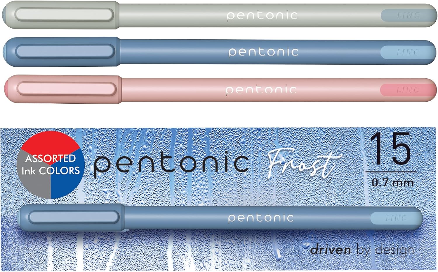 Pentonic Ballpoint Pens, 15 Count, Gray, Blue & Pink Barrels, Black, Blue & Red Ink, 0.7 mm Fine Point, Smooth Writing For Note Taking (PEN13088) Pentonic Ballpoint Pens, 15 Count, Gray, Blue & Pink Barrels, Black, Blue & Red Ink, 0.7 mm Fine Point, Smooth Writing For Note Taking (PEN13088)