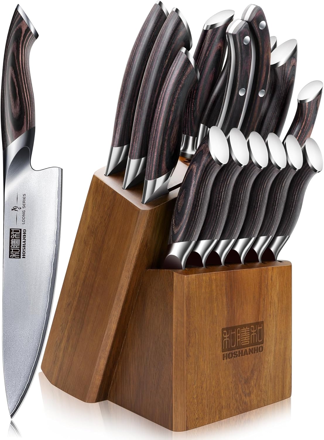 16-Piece Knife Set, Japanese High Carbon Stainless Steel Kitchen Knife Set, Ultra Sharp Chef Knife Block Set with Sharpener 16-Piece Knife Set, Japanese High Carbon Stainless Steel Kitchen Knife Set, Ultra Sharp Chef Knife Block Set with Sharpener