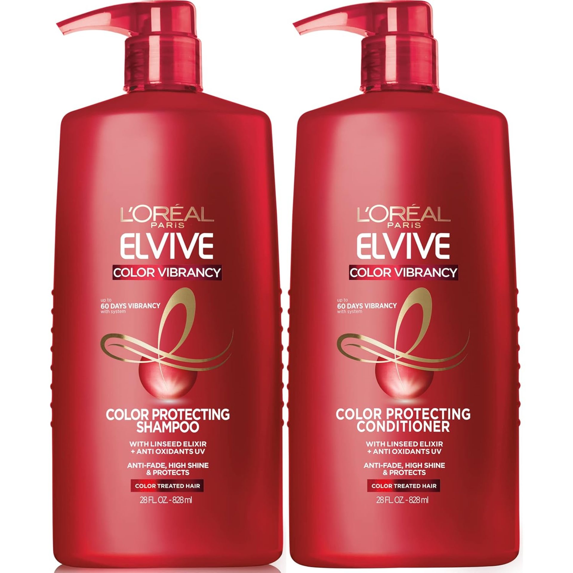 L’Oreal Paris Elvive Color Vibrancy Protecting Shampoo and Conditioner Set for Color Treated Hair, 28 Fl Oz (Set of 2) L’Oreal Paris Elvive Color Vibrancy Protecting Shampoo and Conditioner Set for Color Treated Hair, 28 Fl Oz (Set of 2)