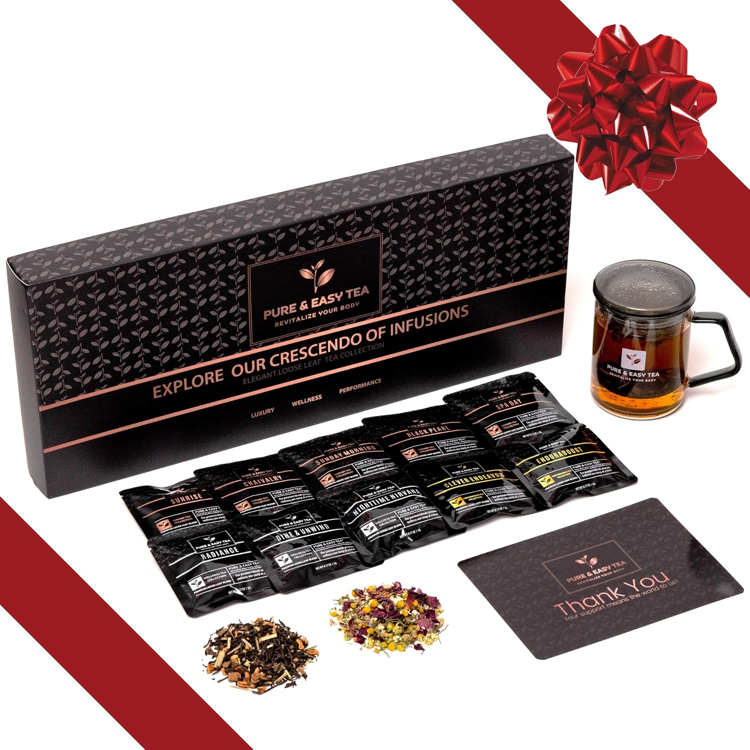 Pure And Easy Tea, Premium Tea Sampler Gift Box & Tea Infuser Brewing Mug, Tea Lovers Dream, 30 Count Tea Collection Makes 60 Cups Pure And Easy Tea, Premium Tea Sampler Gift Box & Tea Infuser Brewing Mug, Tea Lovers Dream, 30 Count Tea Collection Makes 60 Cups