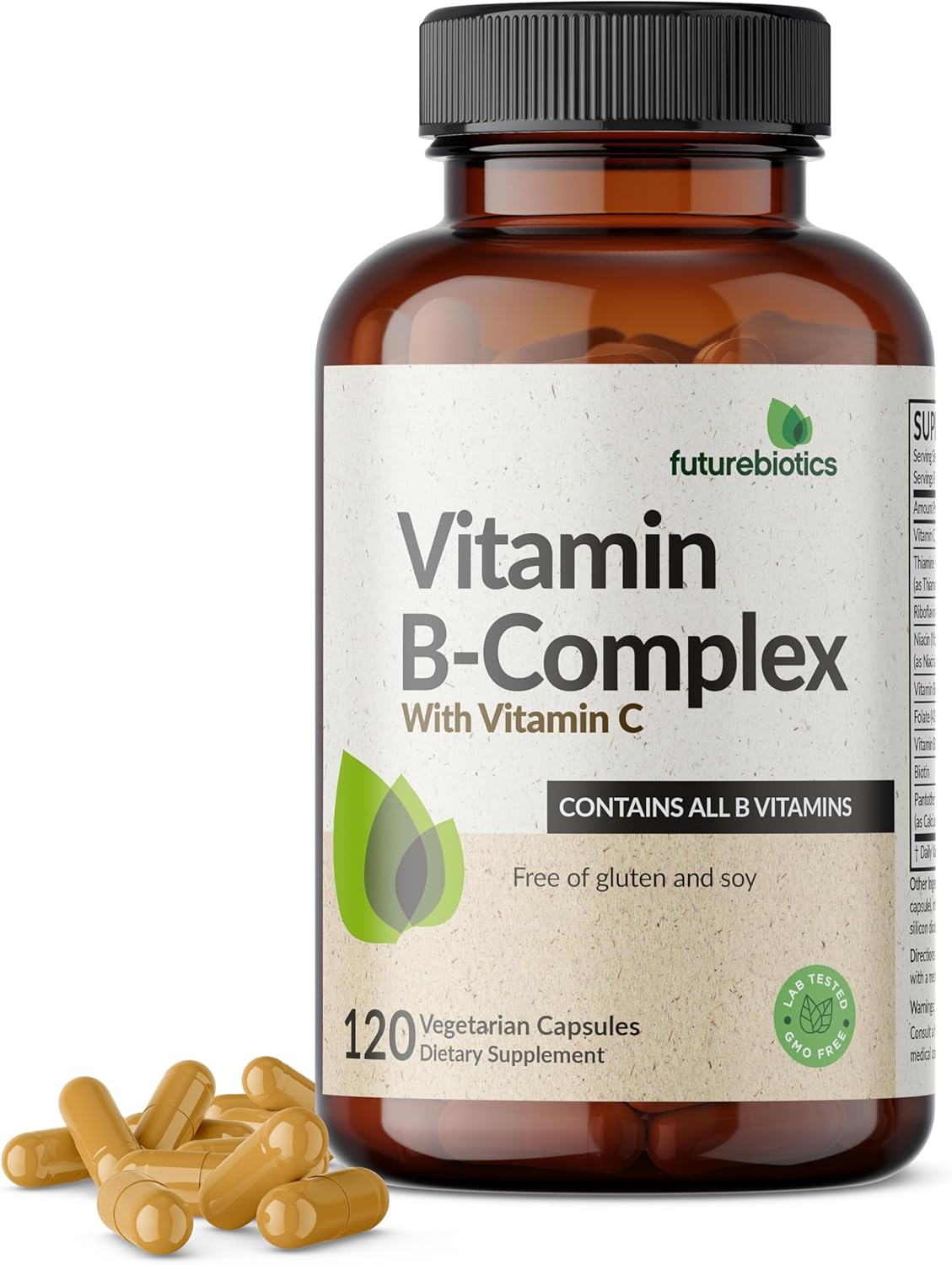 Futurebiotics Vitamin B Complex with Vitamin C Supports Energy Production, Nervous System & Immune Support – Non-GMO, 120 Vegetarian Capsules Futurebiotics Vitamin B Complex with Vitamin C Supports Energy Production, Nervous System & Immune Support – Non-GMO, 120 Vegetarian Capsules