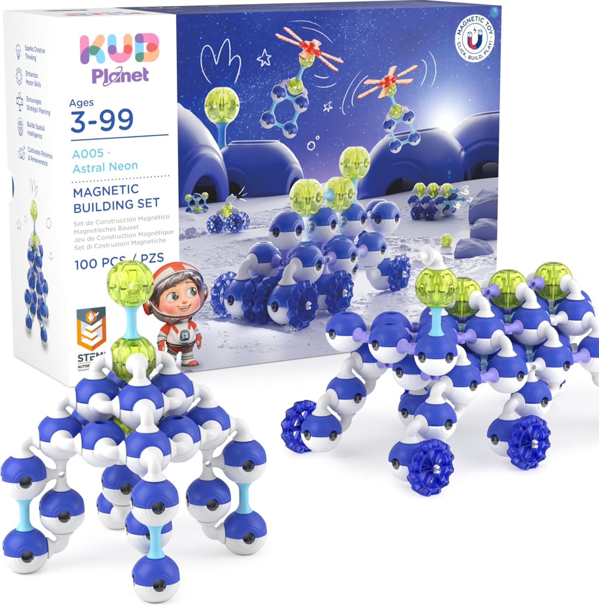 Magnetic Building Set for Kids, STEM Educational Toys for 3+ Year Old Boys and Girls, Space Planet Blocks Magnetic Building Set for Kids, STEM Educational Toys for 3+ Year Old Boys and Girls, Space Planet Blocks