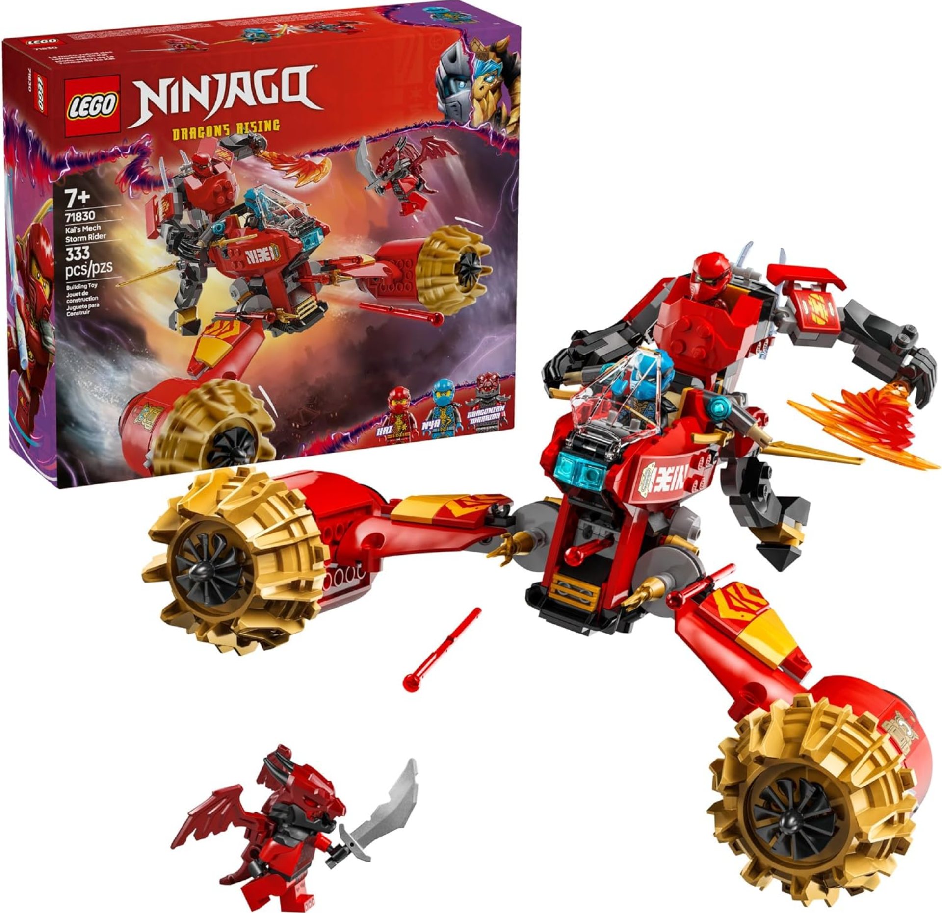 LEGO NINJAGO Kai’s Mech Storm Rider Action Figure – Pretend Play Building Toy for Boys and Girls, Ages 7+ – Ninja Toy for Kids with 3 Minifigures – Gift Idea for Birthdays – 71830 LEGO NINJAGO Kai’s Mech Storm Rider Action Figure – Pretend Play Building Toy for Boys and Girls, Ages 7+ – Ninja Toy for Kids with 3 Minifigures – Gift Idea for Birthdays – 71830