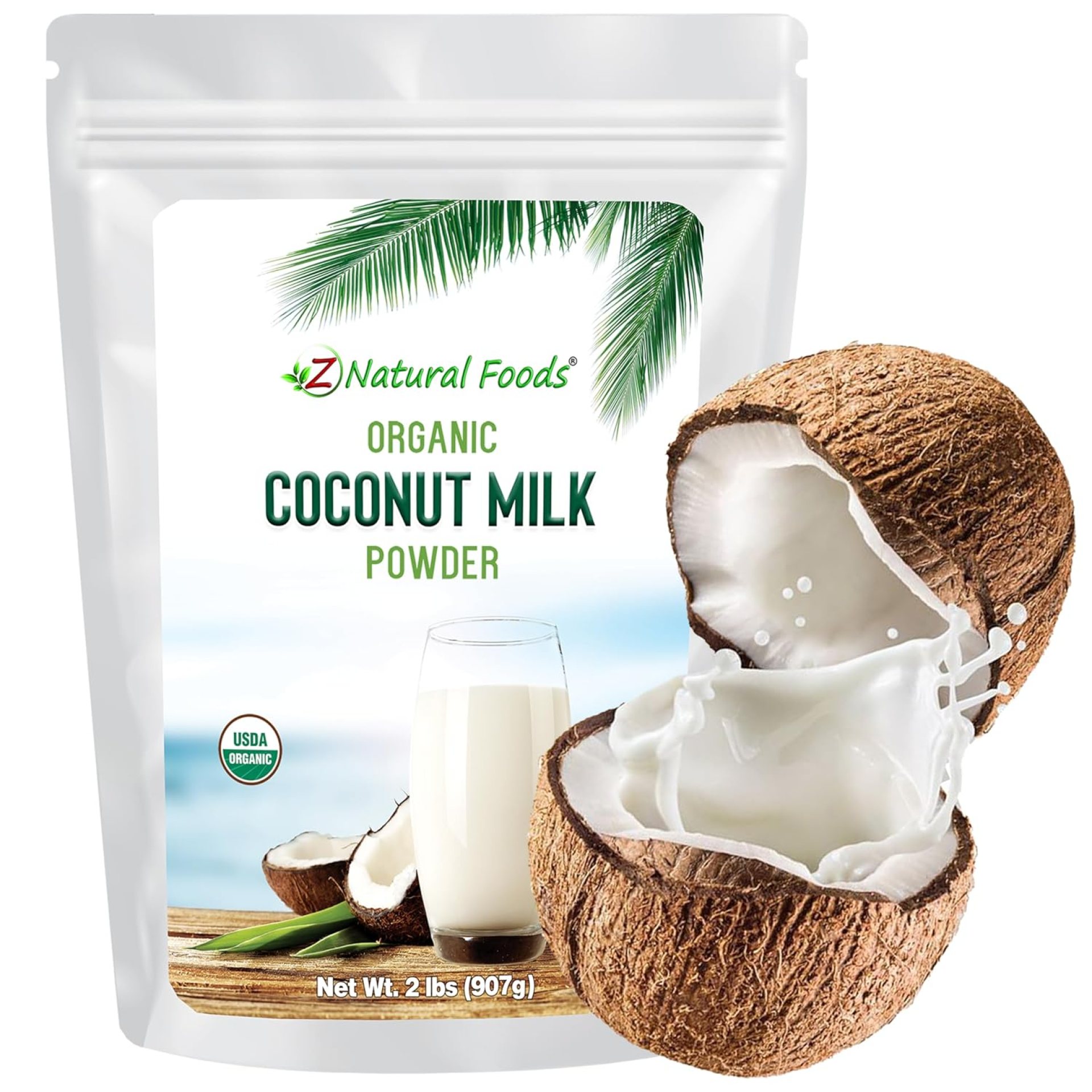 Z Natural Foods Organic Coconut Milk Powder – All-Natural Vegan Dairy-Free Alternative with MCTs – Unsweetened Coconut Creamer for Coffee & Smoothies – Gluten-Free, Non-GMO, 2 lbs Z Natural Foods Organic Coconut Milk Powder – All-Natural Vegan Dairy-Free Alternative with MCTs – Unsweetened Coconut Creamer for Coffee & Smoothies – Gluten-Free, Non-GMO, 2 lbs