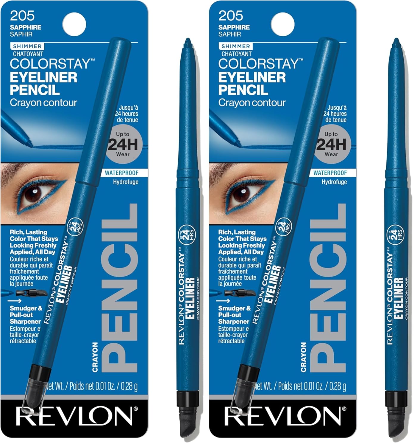 REVLON ColorStay Pencil Waterproof Eyeliner, Smudge-Proof, Eye Makeup with Built-In Sharpener, Packaging May Vary, 205 Sapphire, 0.01 oz (Pack of 2) REVLON ColorStay Pencil Waterproof Eyeliner, Smudge-Proof, Eye Makeup with Built-In Sharpener, Packaging May Vary, 205 Sapphire, 0.01 oz (Pack of 2)