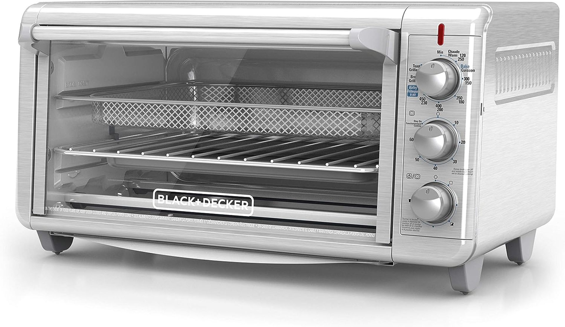 BLACK+DECKER Crisp ‘N Bake Air Fry Countertop Convection Toaster Oven, XL Capacity, 8-Slice, 5-in-1, Fits 9” x 13” pan,12” Pizza, 60-Min Timer, Bake, Broil, Air Fry, Toast, Keep Warm, Stainless Steel BLACK+DECKER Crisp ‘N Bake Air Fry Countertop Convection Toaster Oven, XL Capacity, 8-Slice, 5-in-1, Fits 9” x 13” pan,12” Pizza, 60-Min Timer, Bake, Broil, Air Fry, Toast, Keep Warm, Stainless Steel