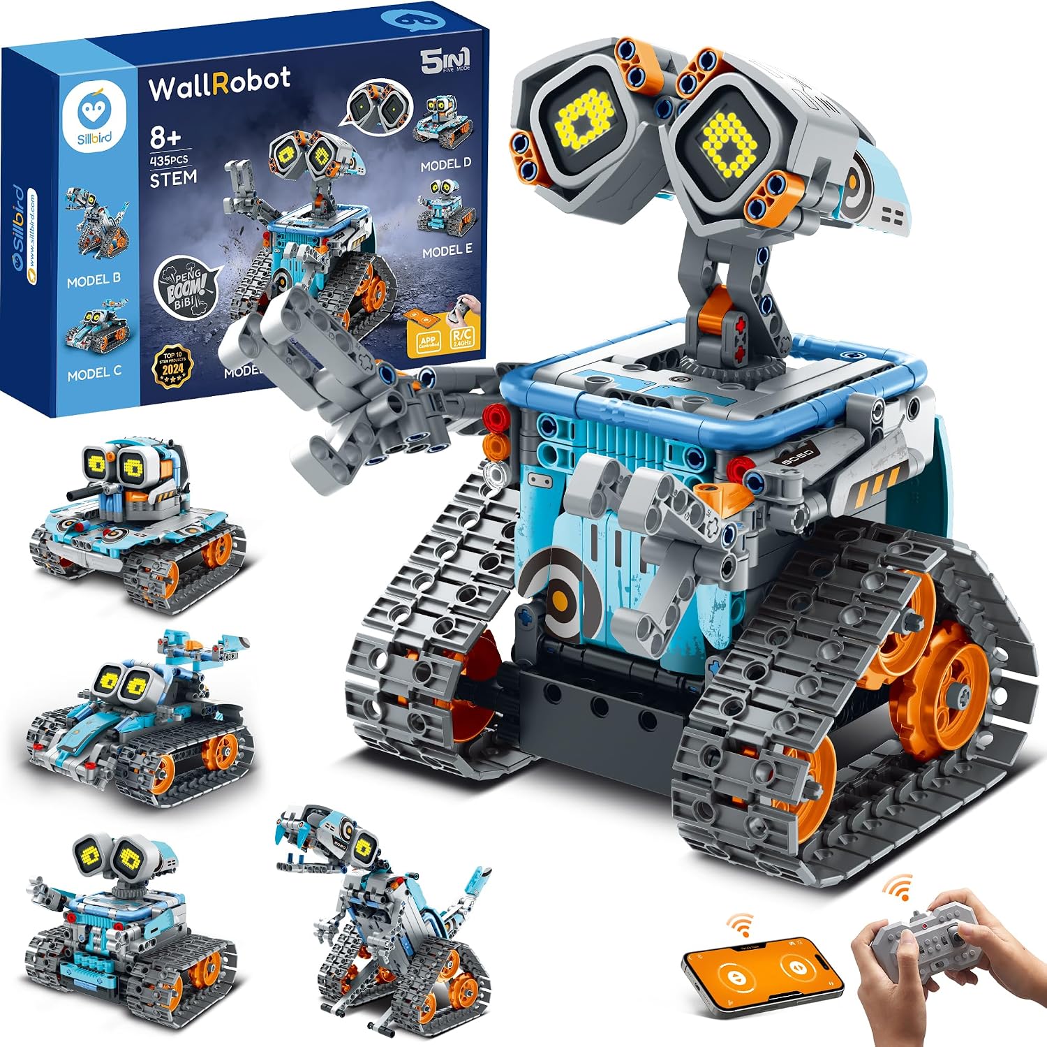 Sillbird Robot Building Kit with Remote Control STEM Gifts for Kids Age 8-12, Coding Robotics Technic Toy Set for Boys’ Birthday, Buildable 5-in-1 Models with 435 Pieces Sillbird Robot Building Kit with Remote Control STEM Gifts for Kids Age 8-12, Coding Robotics Technic Toy Set for Boys’ Birthday, Buildable 5-in-1 Models with 435 Pieces