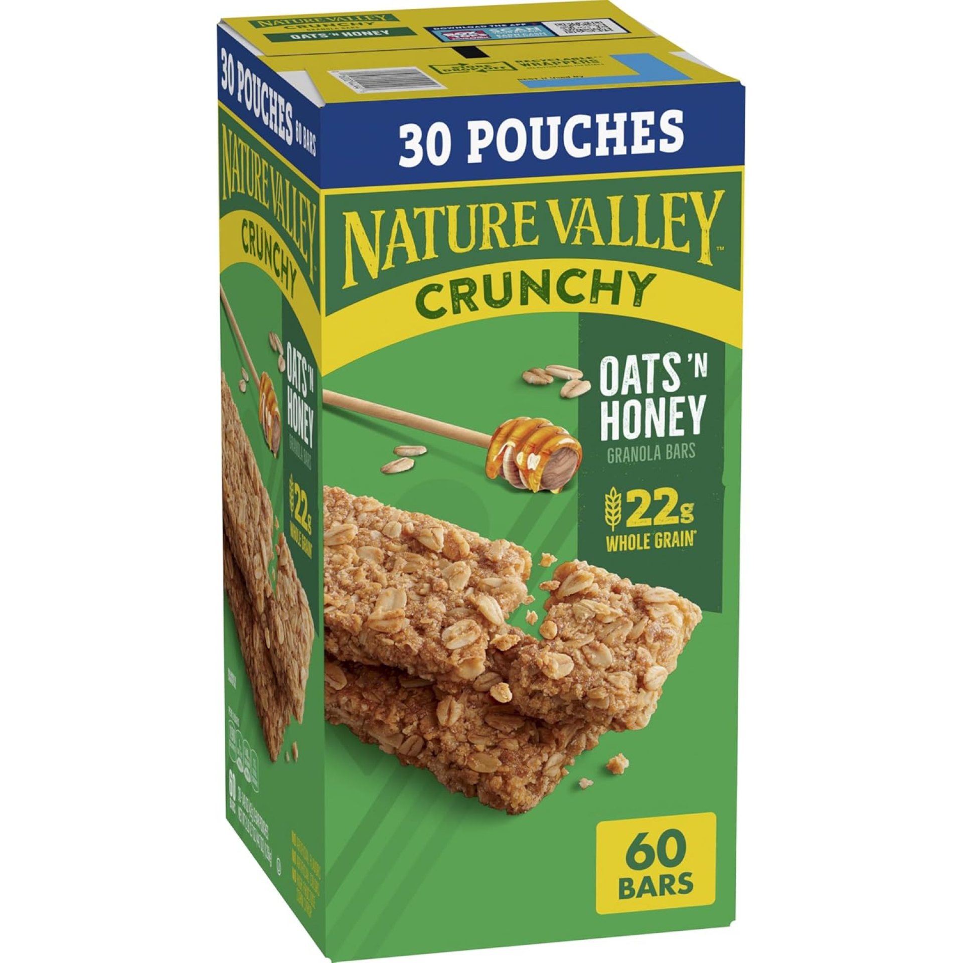 Nature Valley Crunchy Oats ‘n Honey Granola Bars, 60 Bars, 44.7 OZ (30 Pouches) Nature Valley Crunchy Oats ‘n Honey Granola Bars, 60 Bars, 44.7 OZ (30 Pouches)