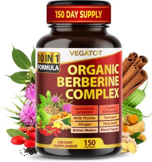 VEGATOT GlucoSavior Berberine Supplement with Ceylon Cinnamon, Bitter Melon, Gymnema – Supports Immune, Heart Health & Gastrointestinal Function – Made in The USA (150 Count (Pack of 1))