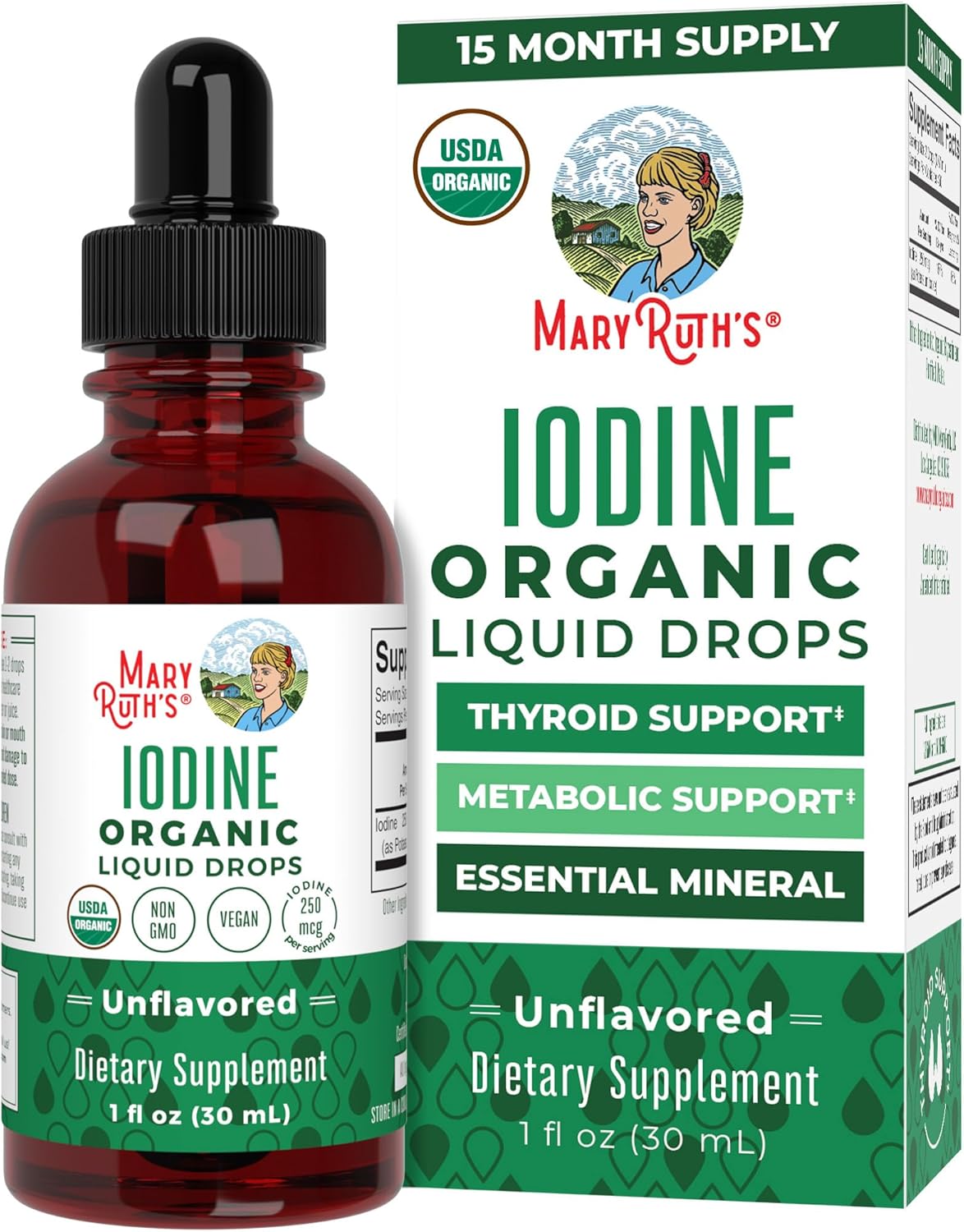 MaryRuth Organics Iodine Liquid Drops | Potassium Iodide | 1 Year Supply | 450 Servings | Thyroid Health | USDA Organic| Vegan | Non-GMO | Gluten Free | 1 Fl Oz MaryRuth Organics Iodine Liquid Drops | Potassium Iodide | 1 Year Supply | 450 Servings | Thyroid Health | USDA Organic| Vegan | Non-GMO | Gluten Free | 1 Fl Oz