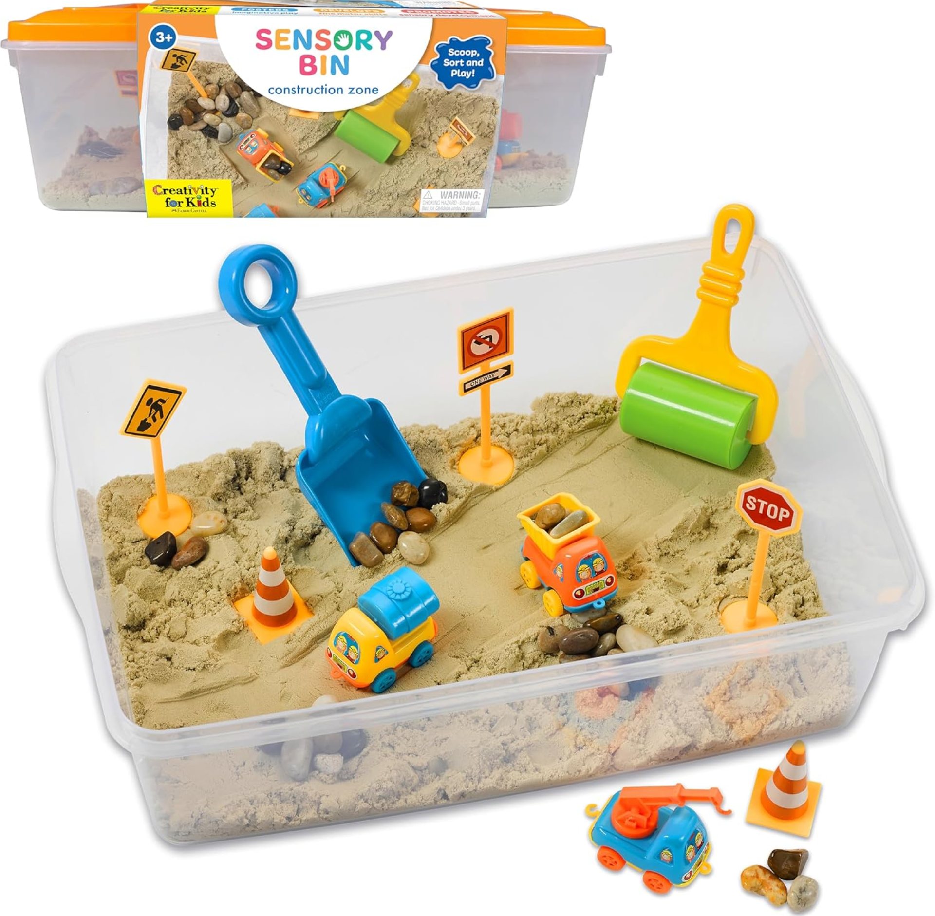 Creativity for Kids Sensory Bin: Construction Zone Playset – Preschool Learning Activities, Excavator Toys for Boys Ages 3-5+, Outdoor Toys and Gifts for Kids Creativity for Kids Sensory Bin: Construction Zone Playset – Preschool Learning Activities, Excavator Toys for Boys Ages 3-5+, Outdoor Toys and Gifts for Kids