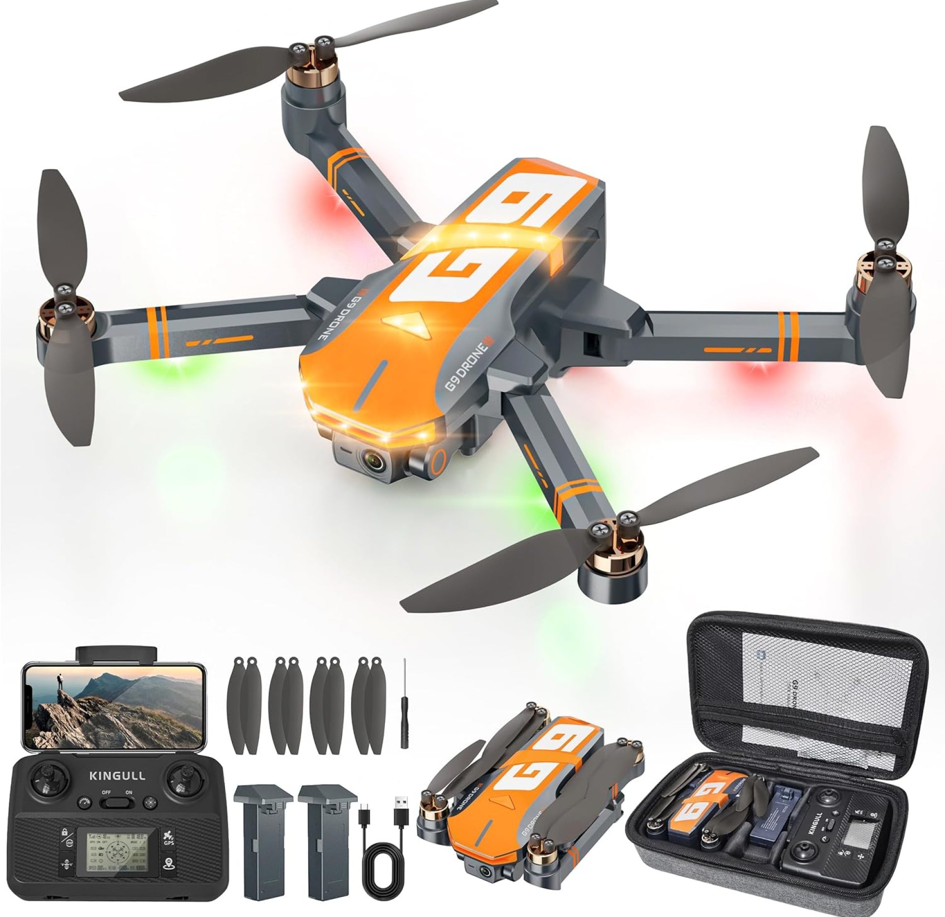 GPS Drones with 4K Camera for Adults with Brushless Motor and Follow Me Mode,Long Flight Time and Distance,5G FPV Transmission and Auto Return,G9 Foldable RC Quadcopter for Beginner and Kids,Under249g (Dark gray) GPS Drones with 4K Camera for Adults with Brushless Motor and Follow Me Mode,Long Flight Time and Distance,5G FPV Transmission and Auto Return,G9 Foldable RC Quadcopter for Beginner and Kids,Under249g (Dark gray)