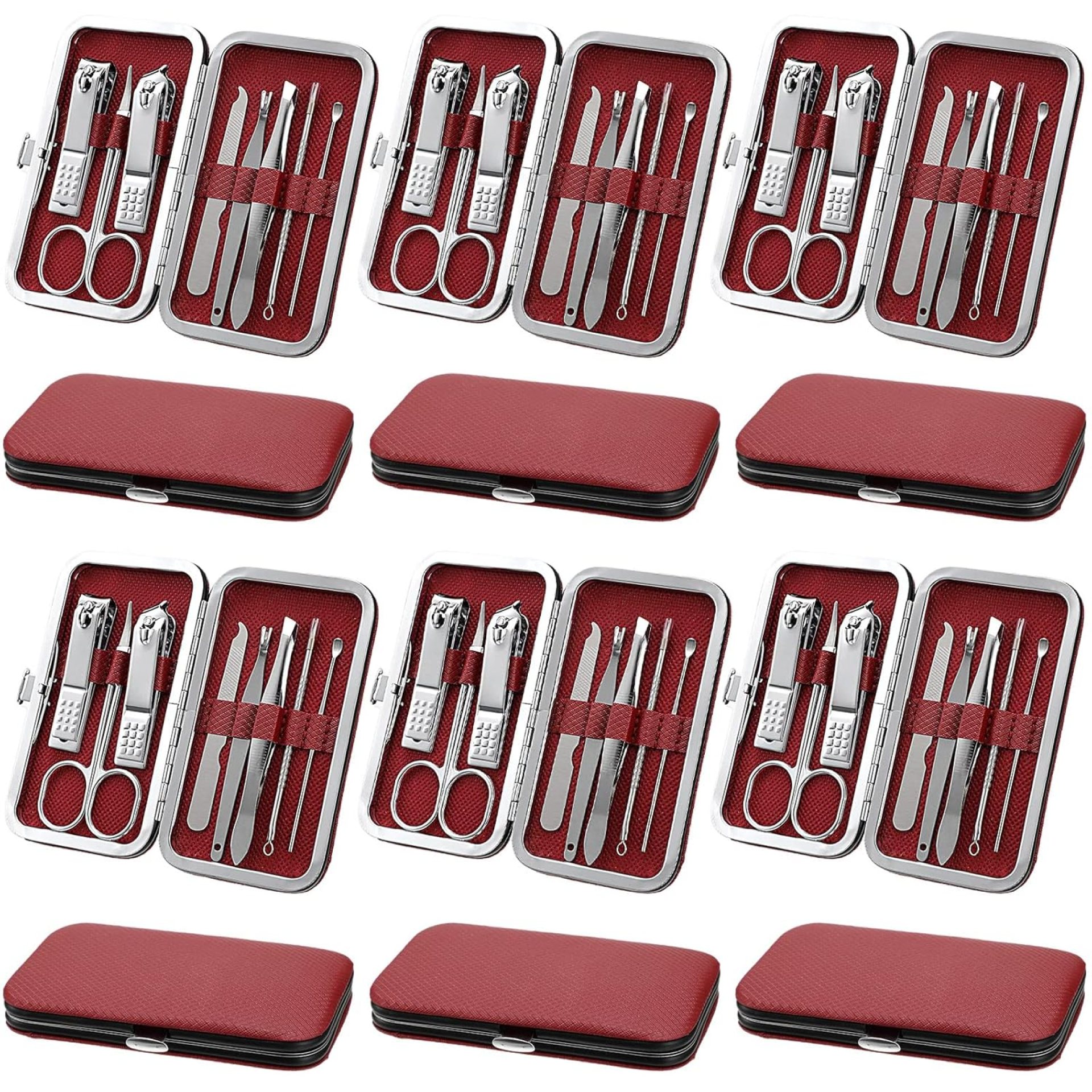 Geosar 12 Sets Manicure Set Nail Clippers Pedicure Kit 8 in 1 Stainless Steel Professional Grooming Kits Nail Care Tools with Travel Case for Men Women(Wine Red) Geosar 12 Sets Manicure Set Nail Clippers Pedicure Kit 8 in 1 Stainless Steel Professional Grooming Kits Nail Care Tools with Travel Case for Men Women(Wine Red)