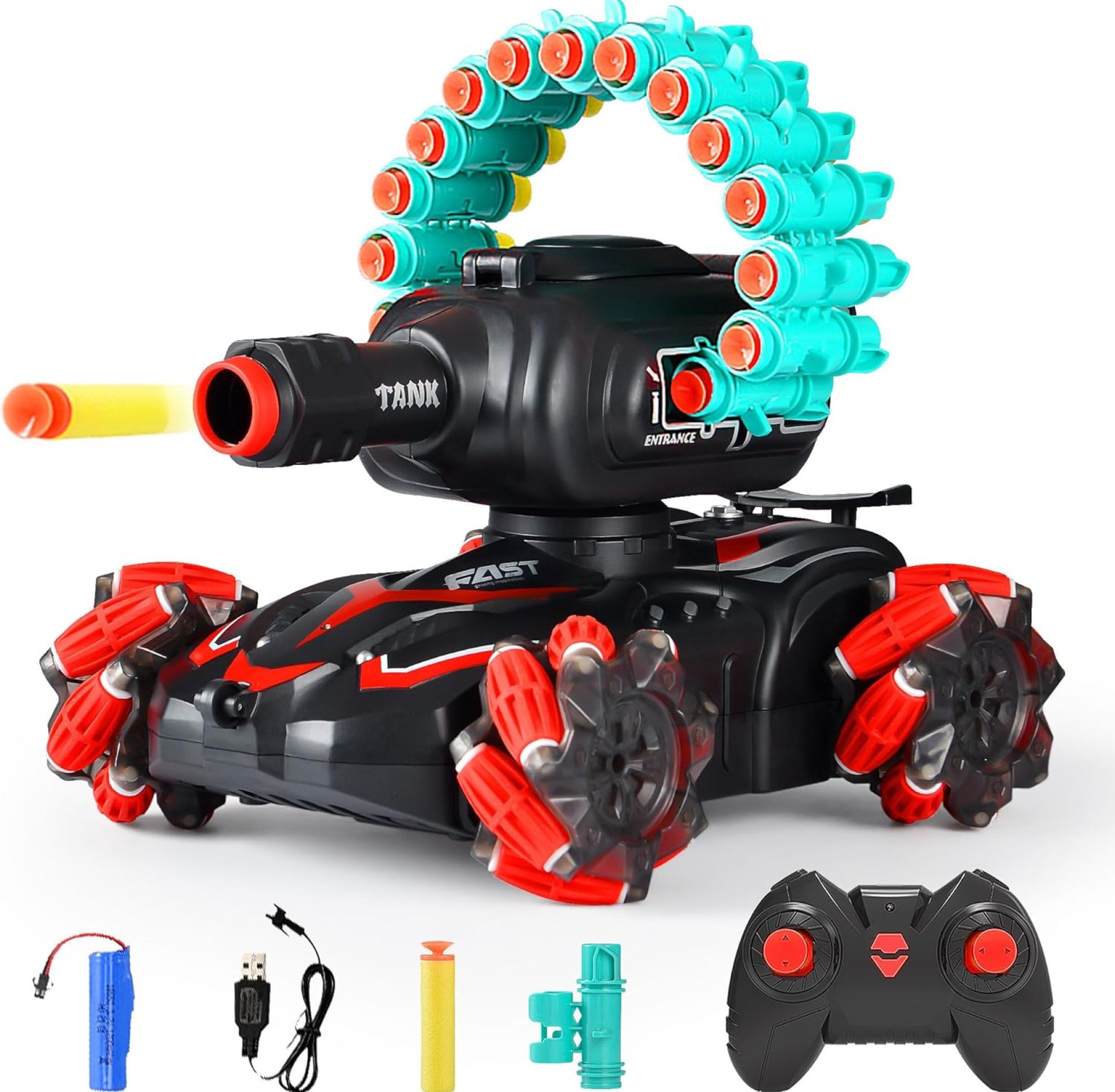 RC Car Shoot Nerf Bullet,Rc Tank That Shoots,Battle ANK with Nerf Remote Control Tank That Shoots Foam Darts-Stunts, 16 Foam Darts – Birthday Presents ForKids 7 8 9 10 11 Year Old(red) RC Car Shoot Nerf Bullet,Rc Tank That Shoots,Battle ANK with Nerf Remote Control Tank That Shoots Foam Darts-Stunts, 16 Foam Darts – Birthday Presents ForKids 7 8 9 10 11 Year Old(red)