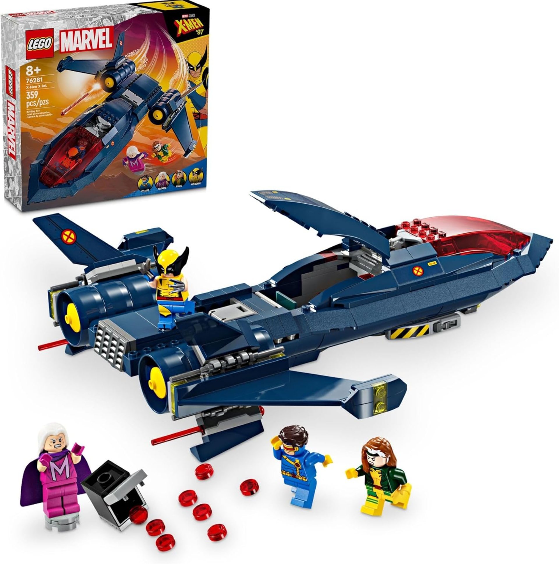 LEGO Marvel X-Men X-Jet Toy – Building Toy from X-Men ’97 for Boys & Girls, Ages 8+ – Model Kit for Display and Play with 4 Minifigures – Gift Idea for Marvel Fans – 76281 LEGO Marvel X-Men X-Jet Toy – Building Toy from X-Men ’97 for Boys & Girls, Ages 8+ – Model Kit for Display and Play with 4 Minifigures – Gift Idea for Marvel Fans – 76281