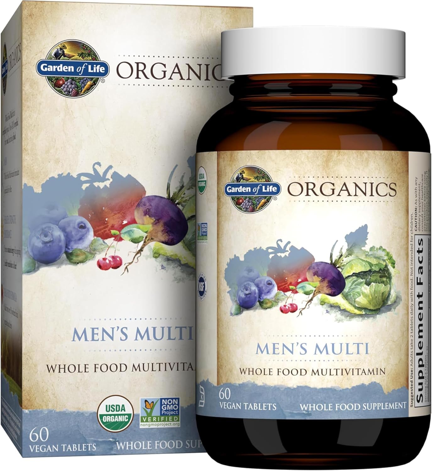 Garden of Life Organics Whole Food Multivitamin for Men, 60 Tablets, Vegan Mens Vitamins and Minerals for Mens Health and Well-Being, Certified Organic Vegan Mens Multi Garden of Life Organics Whole Food Multivitamin for Men, 60 Tablets, Vegan Mens Vitamins and Minerals for Mens Health and Well-Being, Certified Organic Vegan Mens Multi