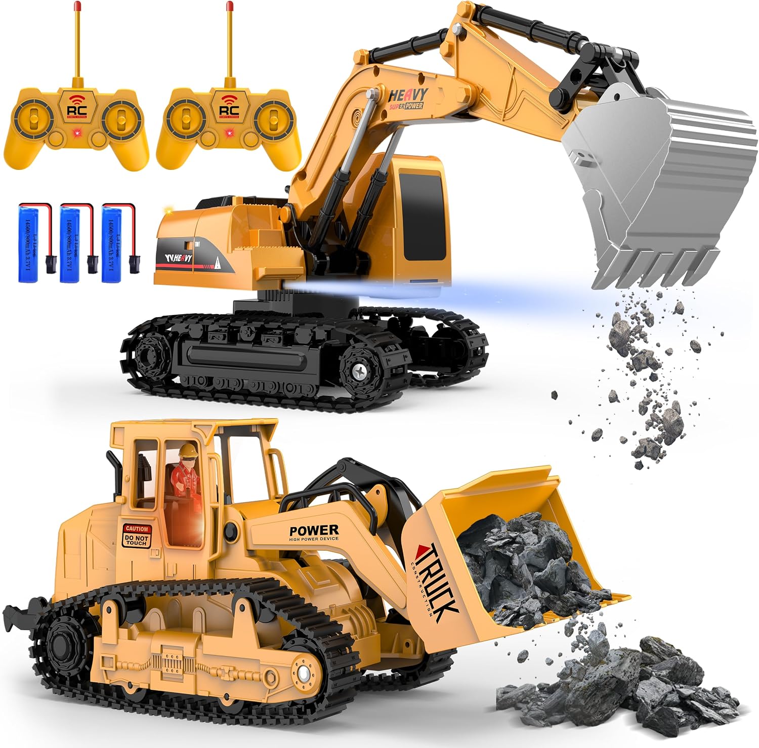 AISYAH Construction Bulldozer and RC Excavator Toy Set – RC Construction Vehicles Toy with Rechargeable Batteries, Lights and Sounds, Present for Toddlers 6-12 Year Kids AISYAH Construction Bulldozer and RC Excavator Toy Set – RC Construction Vehicles Toy with Rechargeable Batteries, Lights and Sounds, Present for Toddlers 6-12 Year Kids