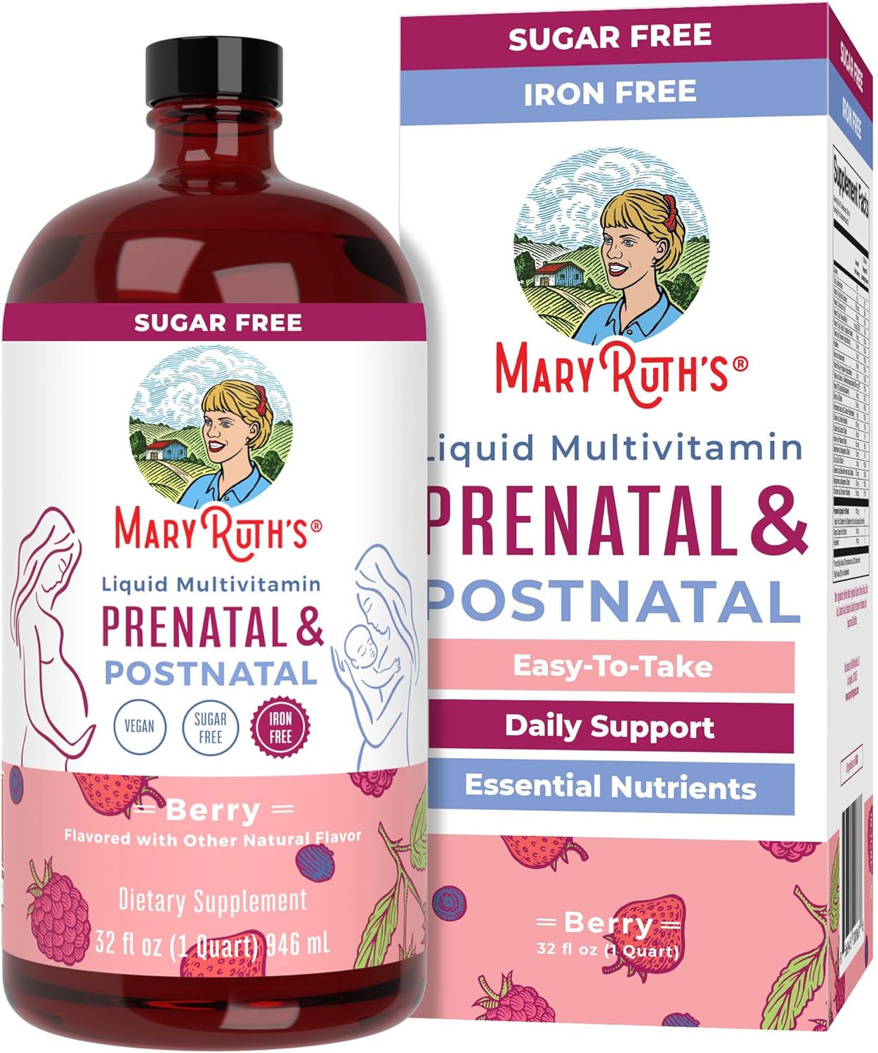 MaryRuth Organics Postnatal & Prenatal Vitamins for Women | Sugar Free | Womens Multivitamin for Pre-Conception, Pregnancy & Nursing | Ginger | Selenium | Folate | Vegan | Non-GMO | Gluten Free | 32oz MaryRuth Organics Postnatal & Prenatal Vitamins for Women | Sugar Free | Womens Multivitamin for Pre-Conception, Pregnancy & Nursing | Ginger | Selenium | Folate | Vegan | Non-GMO | Gluten Free | 32oz