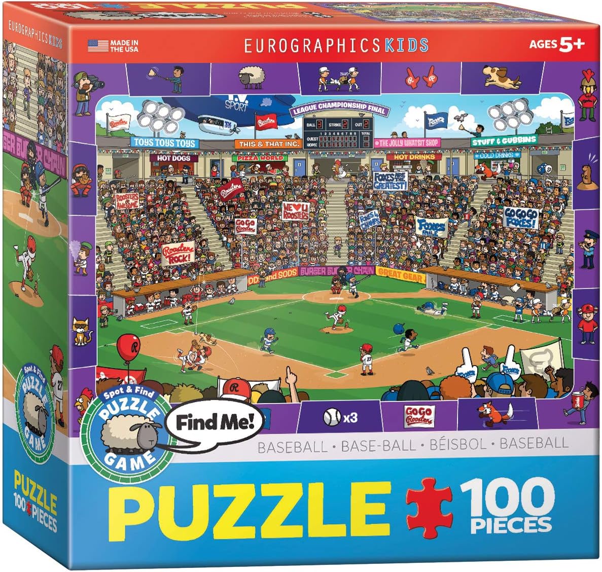 Baseball – Spot and Find 100-Piece Puzzle, Star Baseball – Spot and Find 100-Piece Puzzle, Star