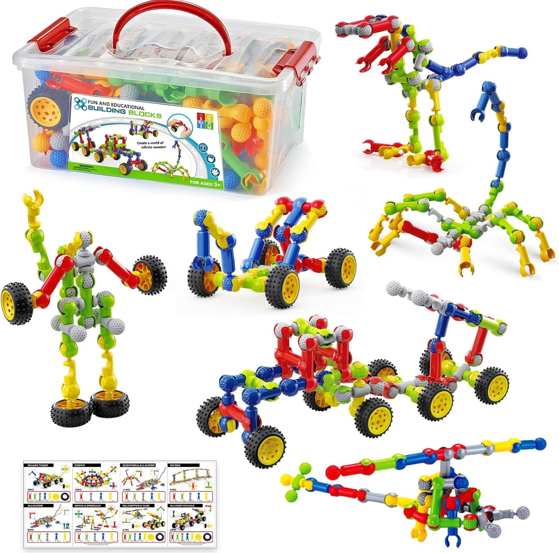 170 Pcs Building Toys for Kids Ages 4-8 with Toy Box Storage, Idea Guide, Building Blocks STEM Toys for 3 4 5 6 7 8 9 Year Old Creative Kids Activity, Christmas Birthday Gifts for Boys Girls 170 Pcs Building Toys for Kids Ages 4-8 with Toy Box Storage, Idea Guide, Building Blocks STEM Toys for 3 4 5 6 7 8 9 Year Old Creative Kids Activity, Christmas Birthday Gifts for Boys Girls