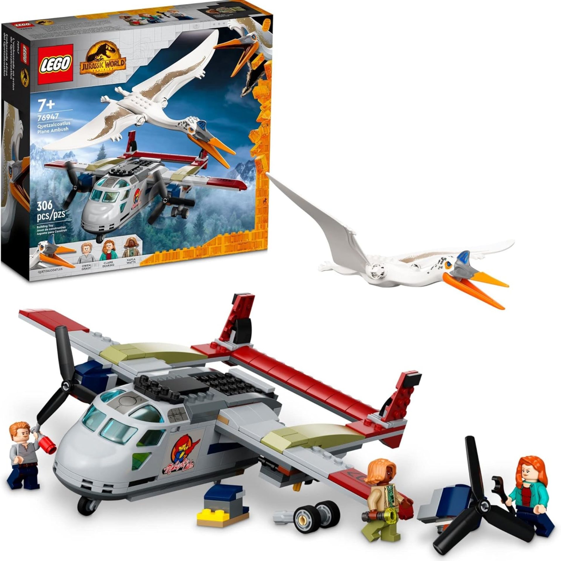 LEGO Jurassic World Quetzalcoatlus Plane Ambush Set 76947, with Dinosaur Toy Figure and Airplane Model, 2022 Movie Inspired, Multicolor LEGO Jurassic World Quetzalcoatlus Plane Ambush Set 76947, with Dinosaur Toy Figure and Airplane Model, 2022 Movie Inspired, Multicolor