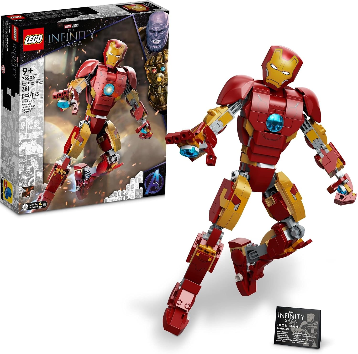 LEGO Marvel Iron Man Figure 76206 Collectible Buildable Toy, Kids Bedroom Display Model from Avengers: Age of Ultron, Infinity Saga Set LEGO Marvel Iron Man Figure 76206 Collectible Buildable Toy, Kids Bedroom Display Model from Avengers: Age of Ultron, Infinity Saga Set