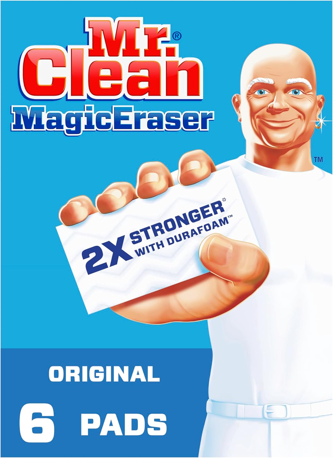 Mr. Clean Magic Eraser Original Cleaning Pads, Multi Purpose Cleaner, Bathroom Cleaning Supplies, All Purpose Cleaner, White, 6 Count Mr. Clean Magic Eraser Original Cleaning Pads, Multi Purpose Cleaner, Bathroom Cleaning Supplies, All Purpose Cleaner, White, 6 Count