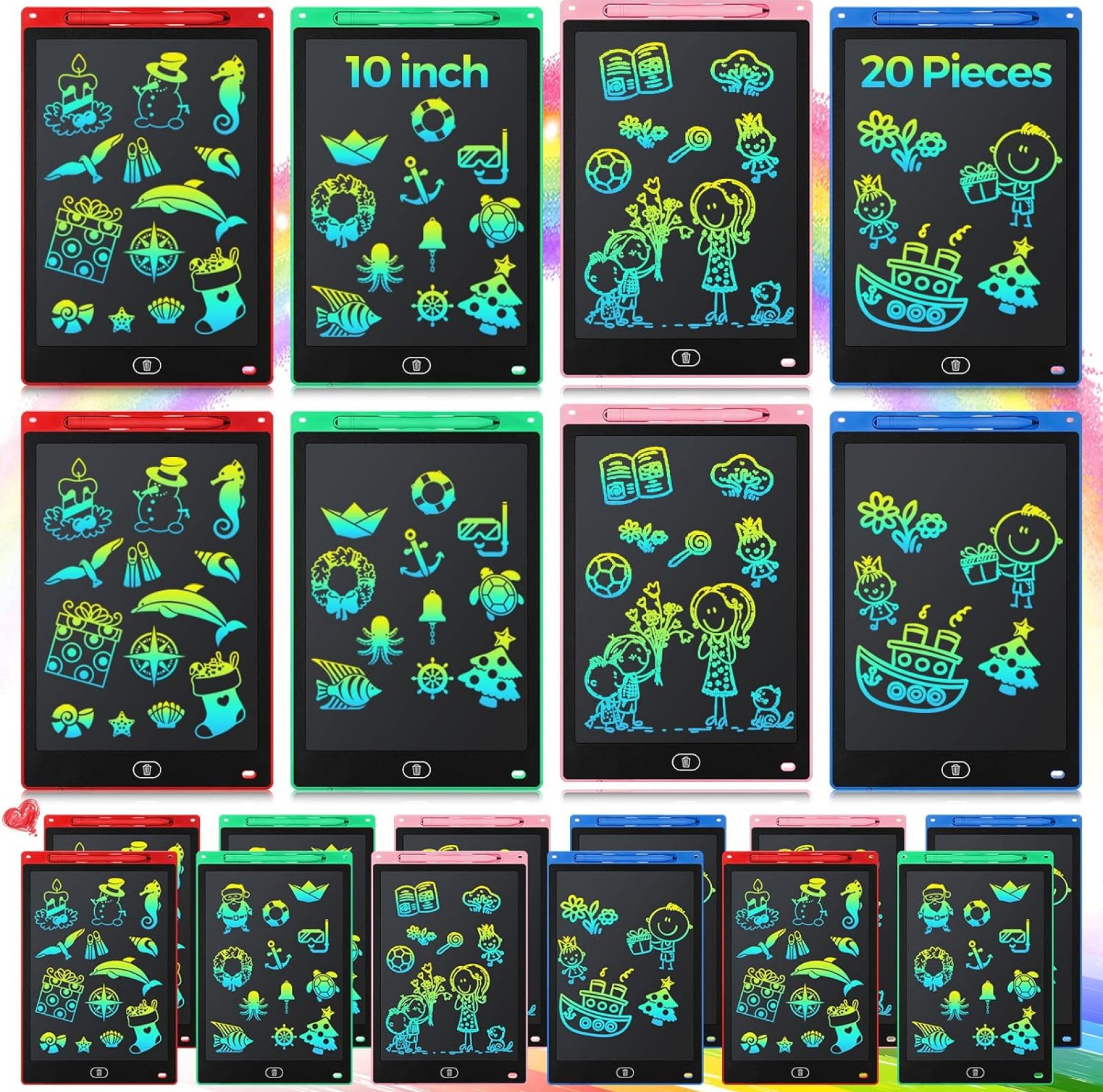 20 Pcs LCD Writing Tablet for Kids 10 Inch Electronic Doodle Board Colorful Screen Doodle Board Erasable Pad Drawing Pad for Kids Toddler 6 Years Old Educational Learning Toy (Black Screen) 20 Pcs LCD Writing Tablet for Kids 10 Inch Electronic Doodle Board Colorful Screen Doodle Board Erasable Pad Drawing Pad for Kids Toddler 6 Years Old Educational Learning Toy (Black Screen)