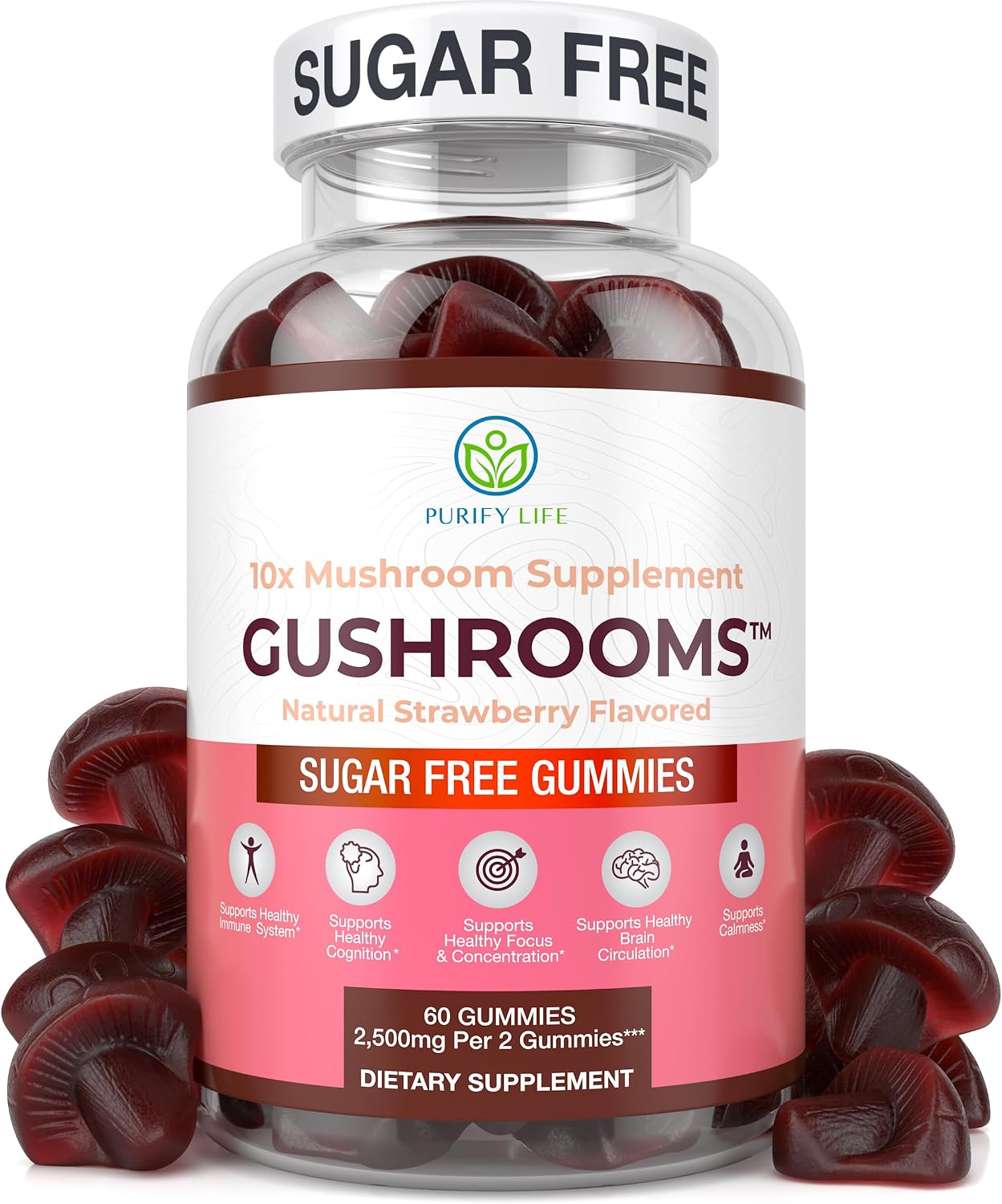 Sugar-Free Mushroom Complex Gummies – Potent 10x Mushroom Supplement with Lions Mane, Chaga, Reishi, Cordyceps Natural Stress Support, Calm Gummies, Nootropic Supplement, No Sugar or Pills Sugar-Free Mushroom Complex Gummies – Potent 10x Mushroom Supplement with Lions Mane, Chaga, Reishi, Cordyceps Natural Stress Support, Calm Gummies, Nootropic Supplement, No Sugar or Pills